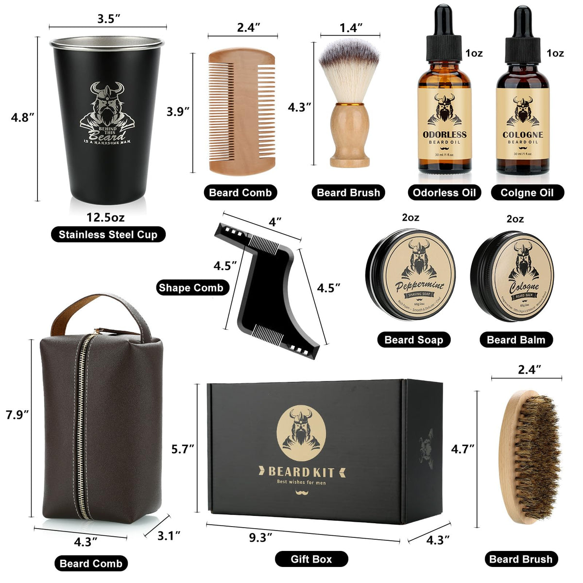 Beard Kit Gifts for Men 10 Pcs Cool Fathers Day Birthday - EXREIZST Official Imagery - 3