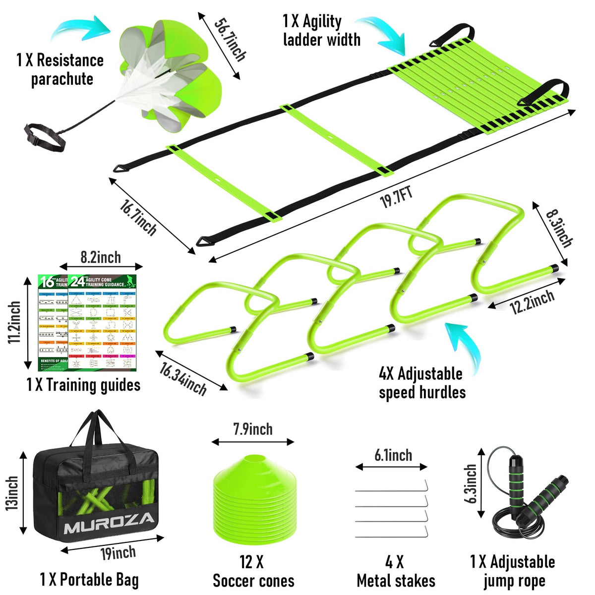 Agility Ladder Agility Speed Training Equipment Set 20ft - MUROZA Official Imagery - 3