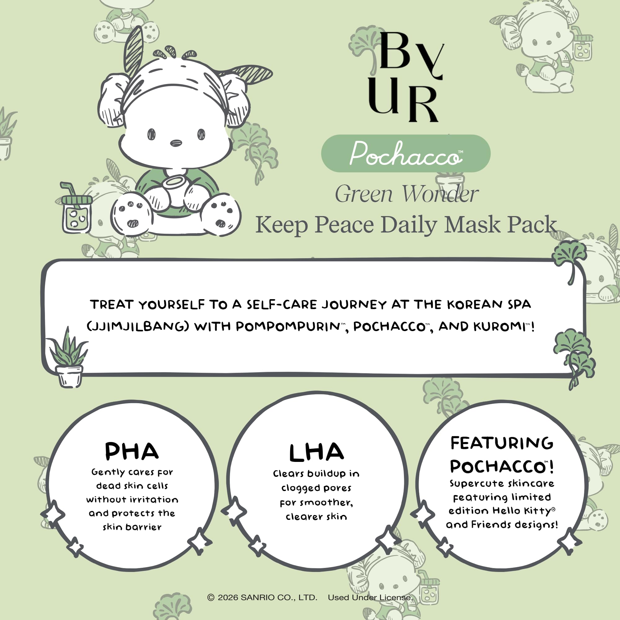 ByUR Green Wonder Sanrio Character Daily Aqua Serum Mask (30 - ByUR