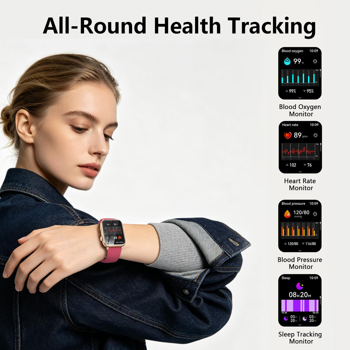 1 91 Smart Watch Fitness Tracker 3 Bands - cyanyu Official Imagery - 5