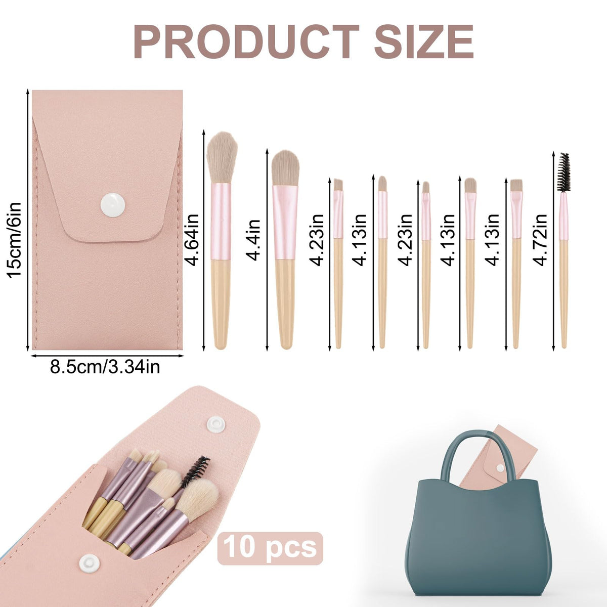 10 Travel Size Makeup Brushes Sets Girl Makeup Party Favors - HDFCLUP Official Imagery - 3