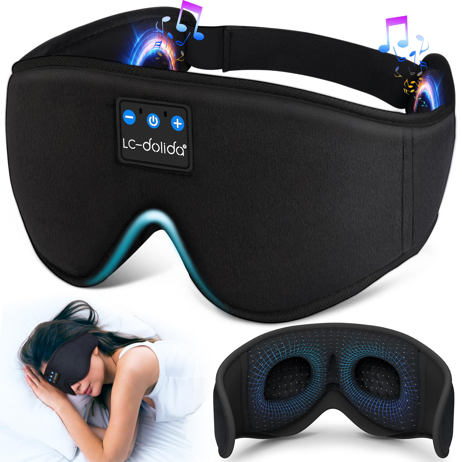 LC-dolida Sleep Headphones, 3D Sleep Mask Bluetooth Wireless Musi by LC-dolida - Angle View 1