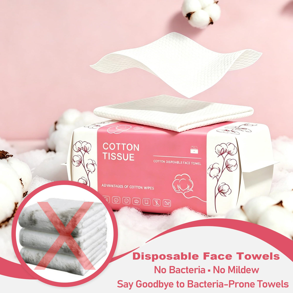 600 Count Disposable Face Towel Dual Textured Facial Wash - Futetui Official Imagery - 5
