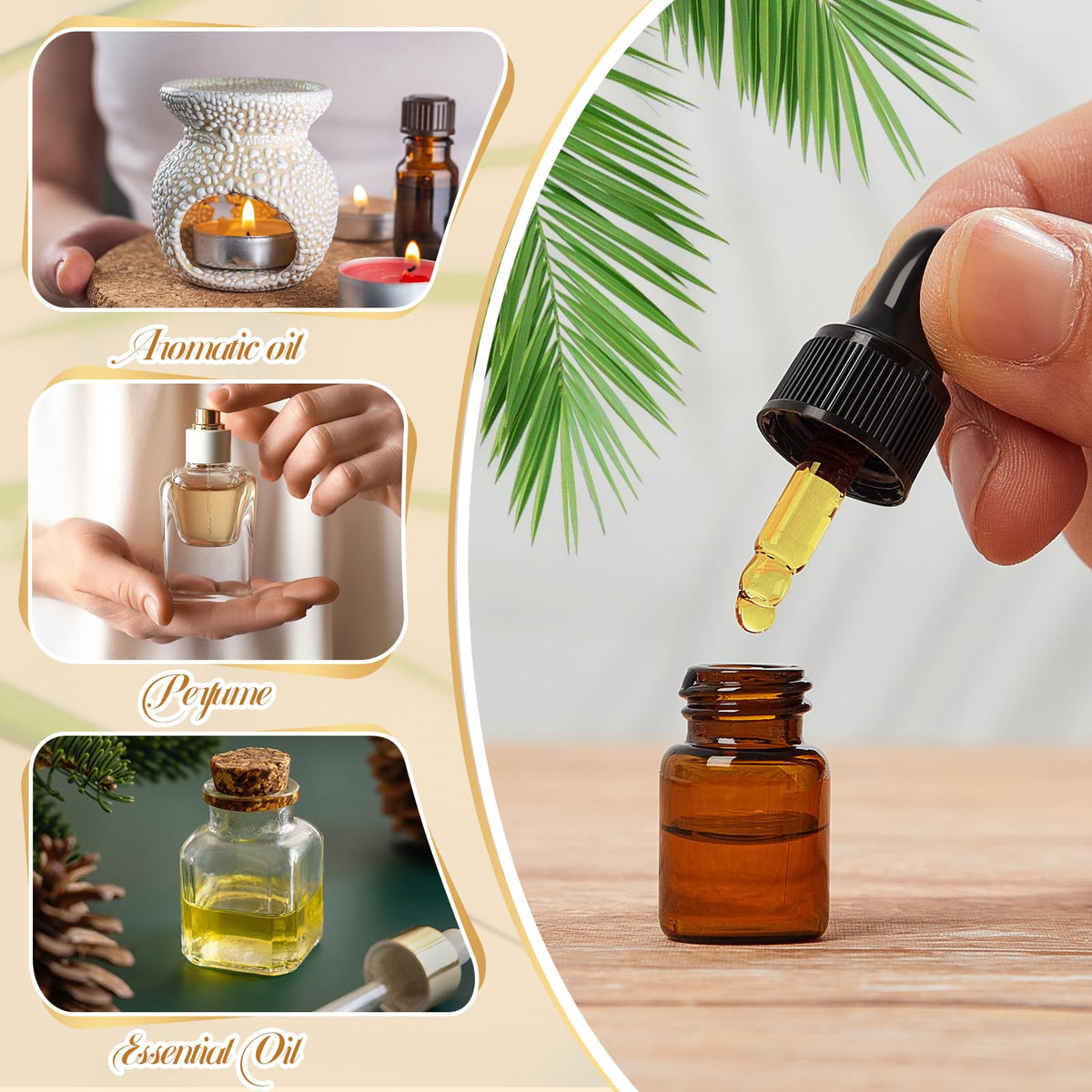 Didaey 200 Pcs Mini Glass Oil Dropper Bottle 2 ml Golden - Didaey Official Imagery - 6