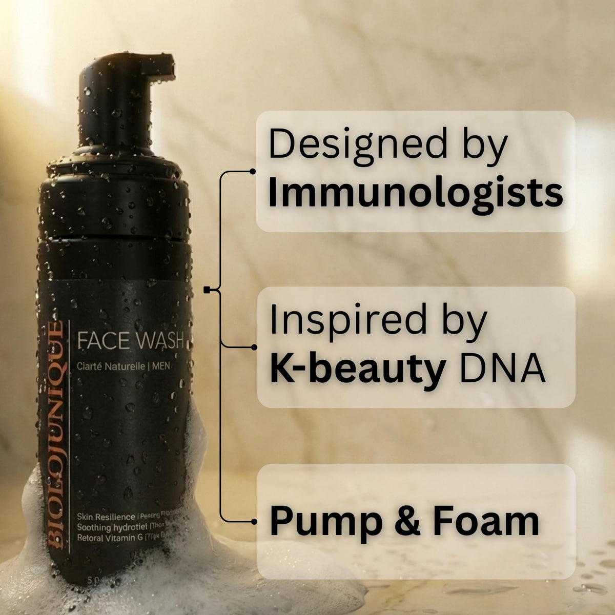 Hydrating Foaming Facial Cleanser for Men No Dryness No - BIOLOJUNIQUE Official Imagery - 3