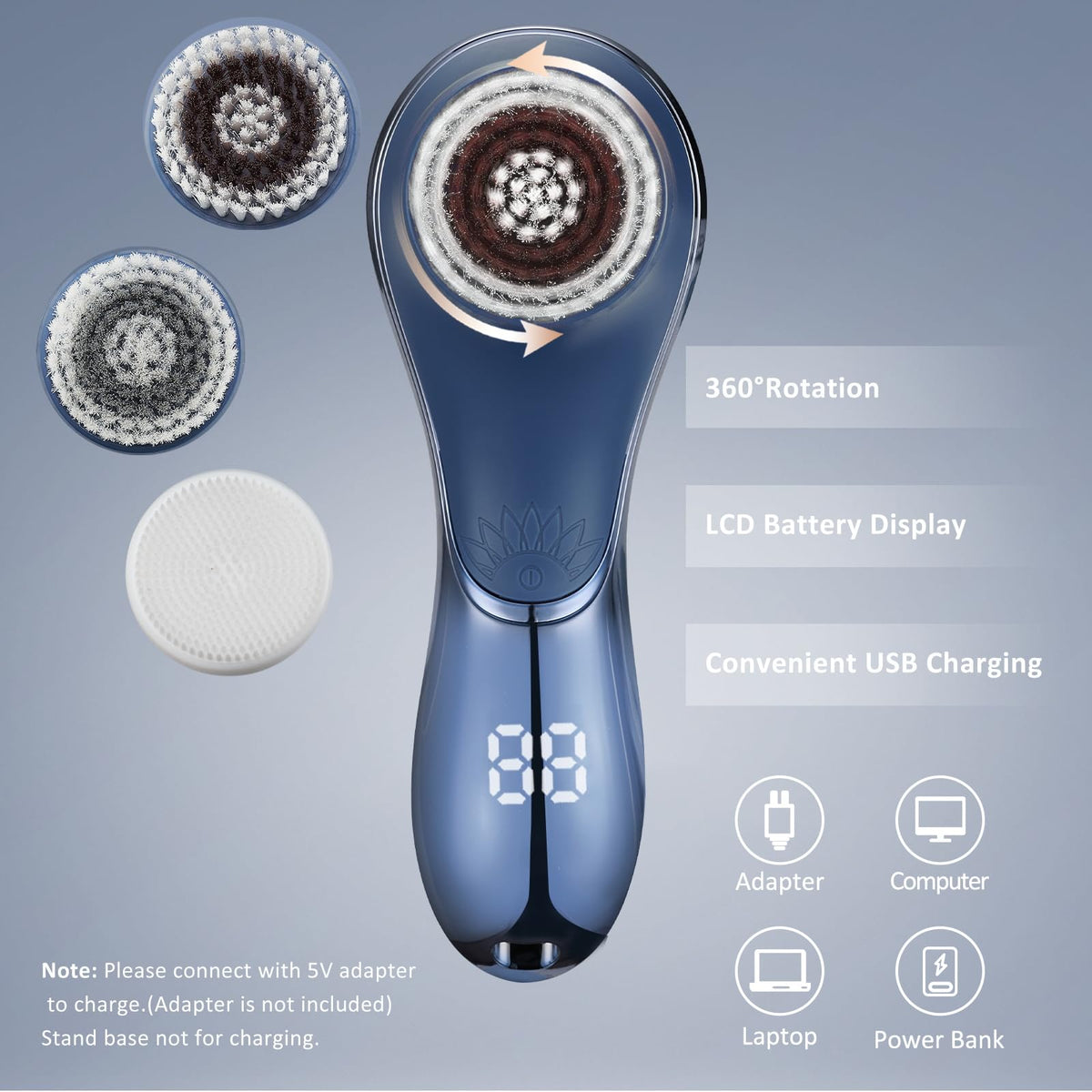 Facial Cleansing Brush Rechargeable Electric Face Scrubber 2 - Gaurins Official Imagery - 8