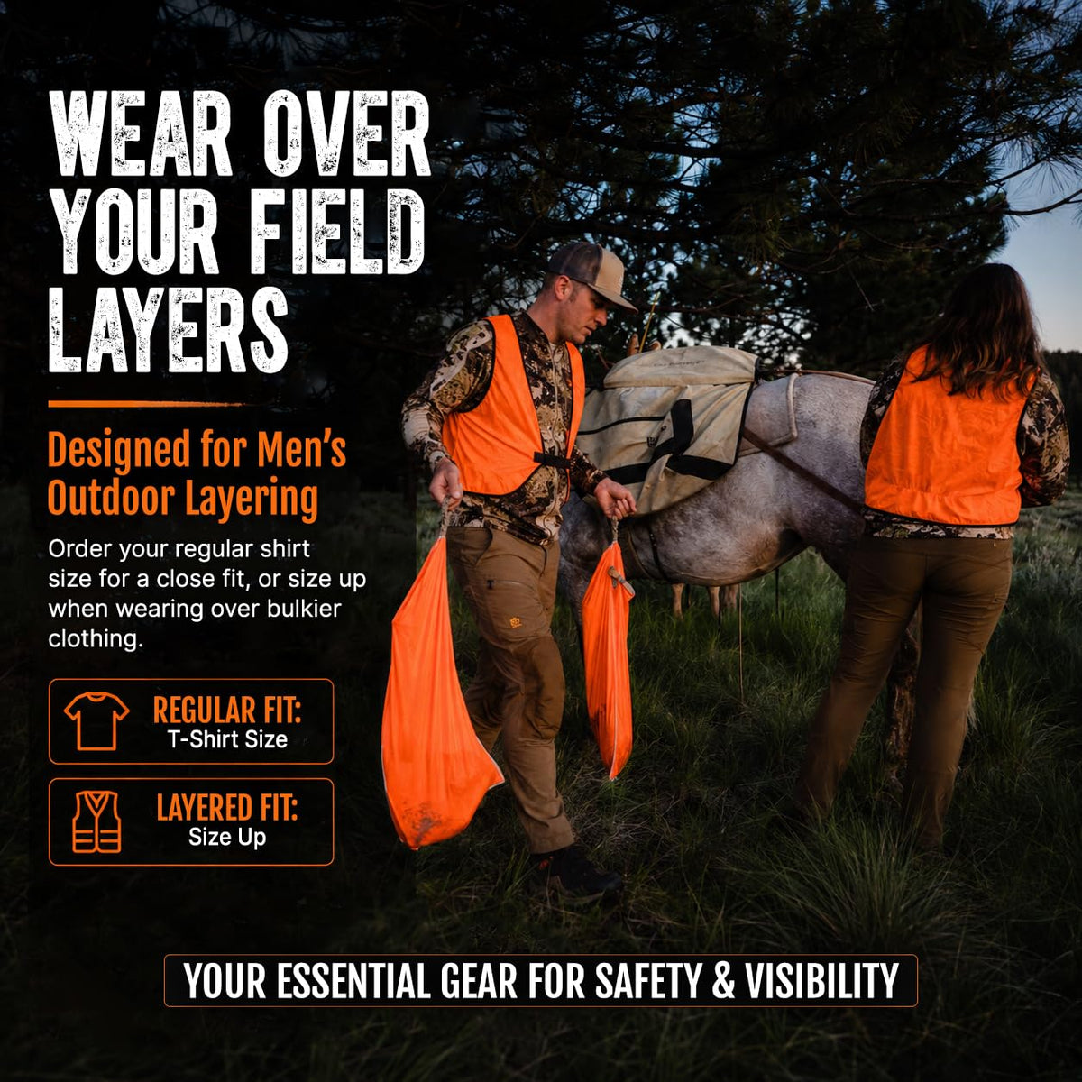 Lightweight Mesh Blaze Orange Hunting Safety Vest - Orange Aglow Official Imagery - 7