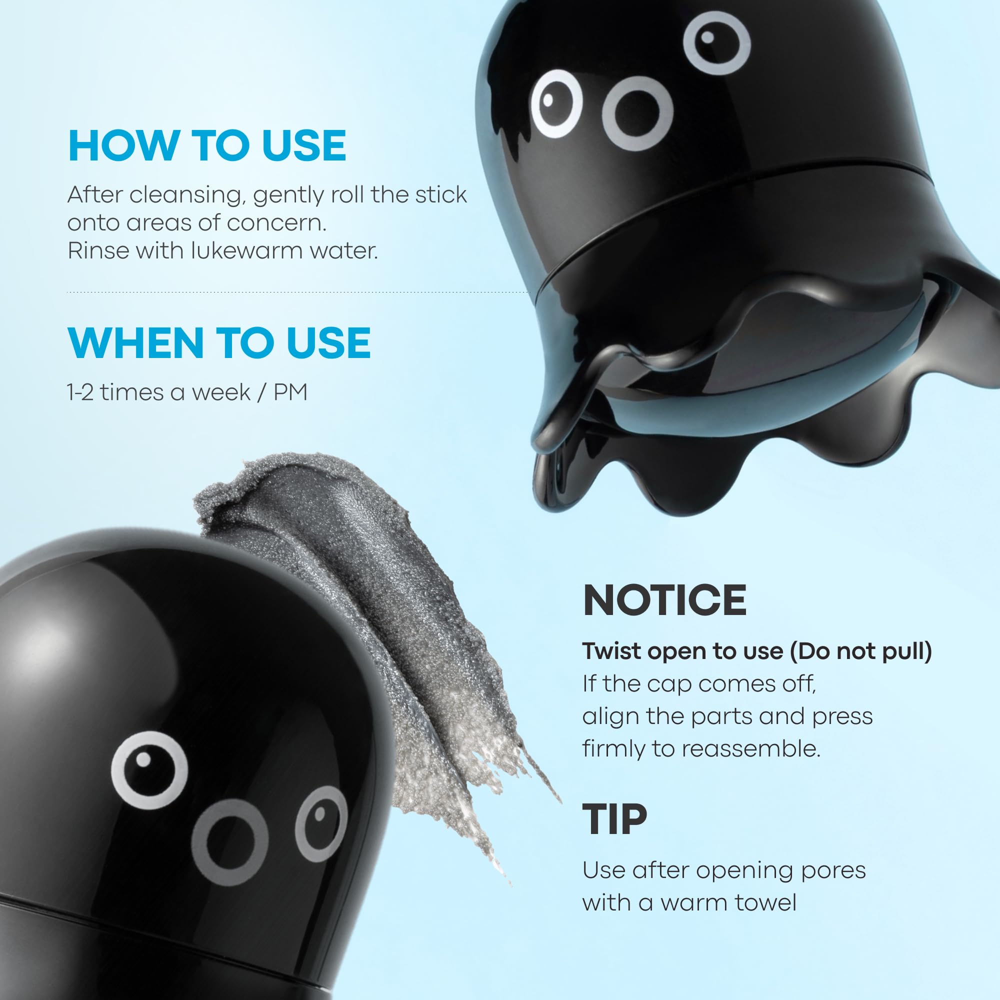 TONYMOLY Tako Pore Scrub Stick Duo, Deep Pore Charcoal Blackhead - TONYMOLY