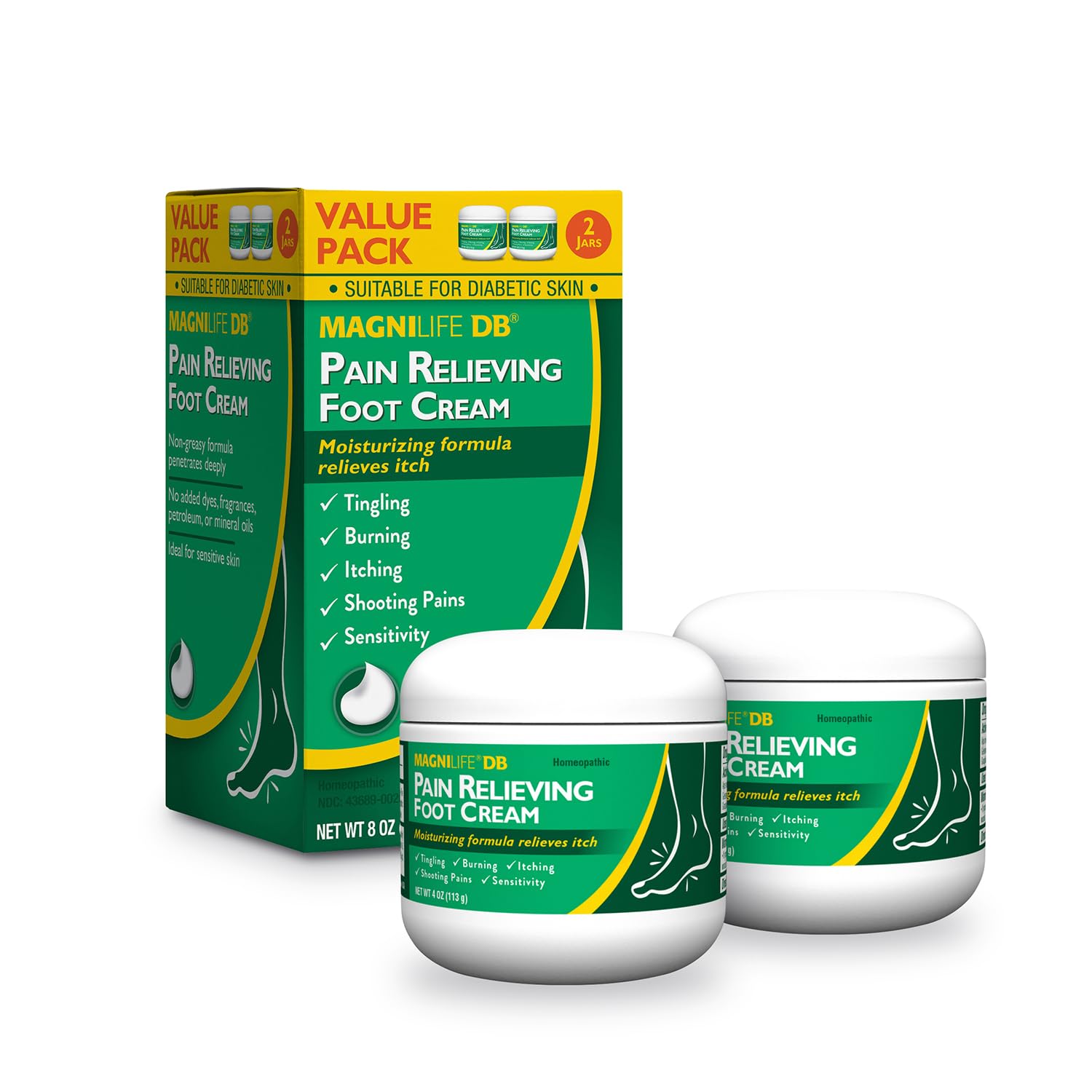 MagniLife Pain Relieving Foot Cream 4 oz – 2 Pack