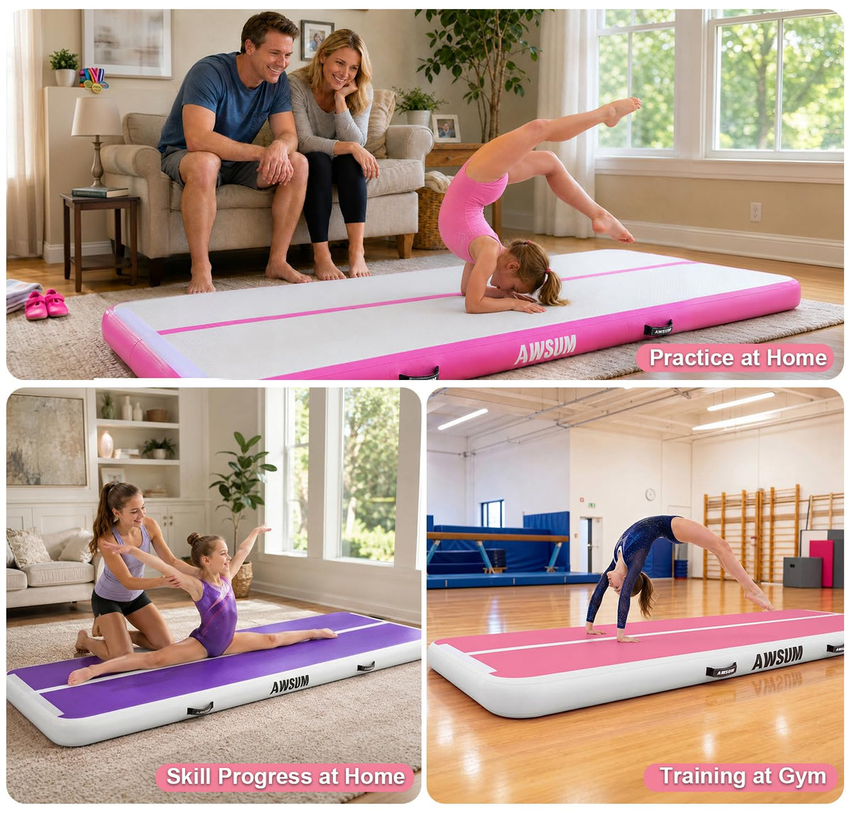 AWSUM Inflatable Gymnastics Mat Air Tumbling Mat with Pump - AWSUM Official Imagery - 3