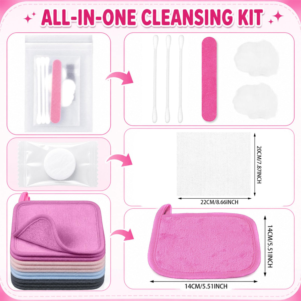 150 Pcs Travel Women Beauty Care Kit Bulk with Cotton Swab - CrystalSylara Official Imagery - 3