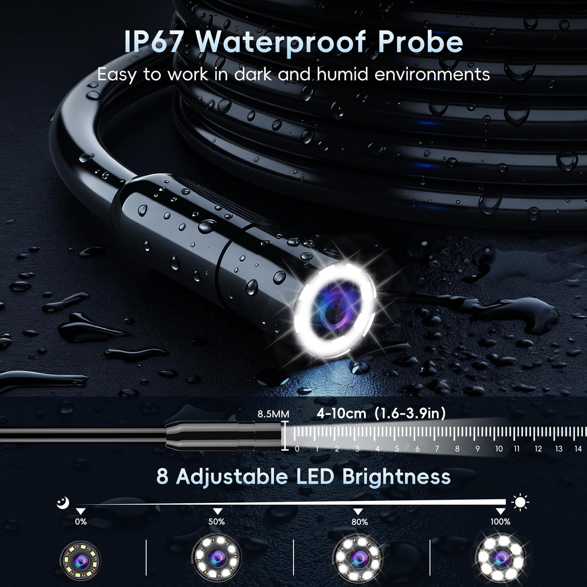 Industrial Endoscope Borescope Camera with Light 4 3 HD - SKYBASIC Official Imagery - 5