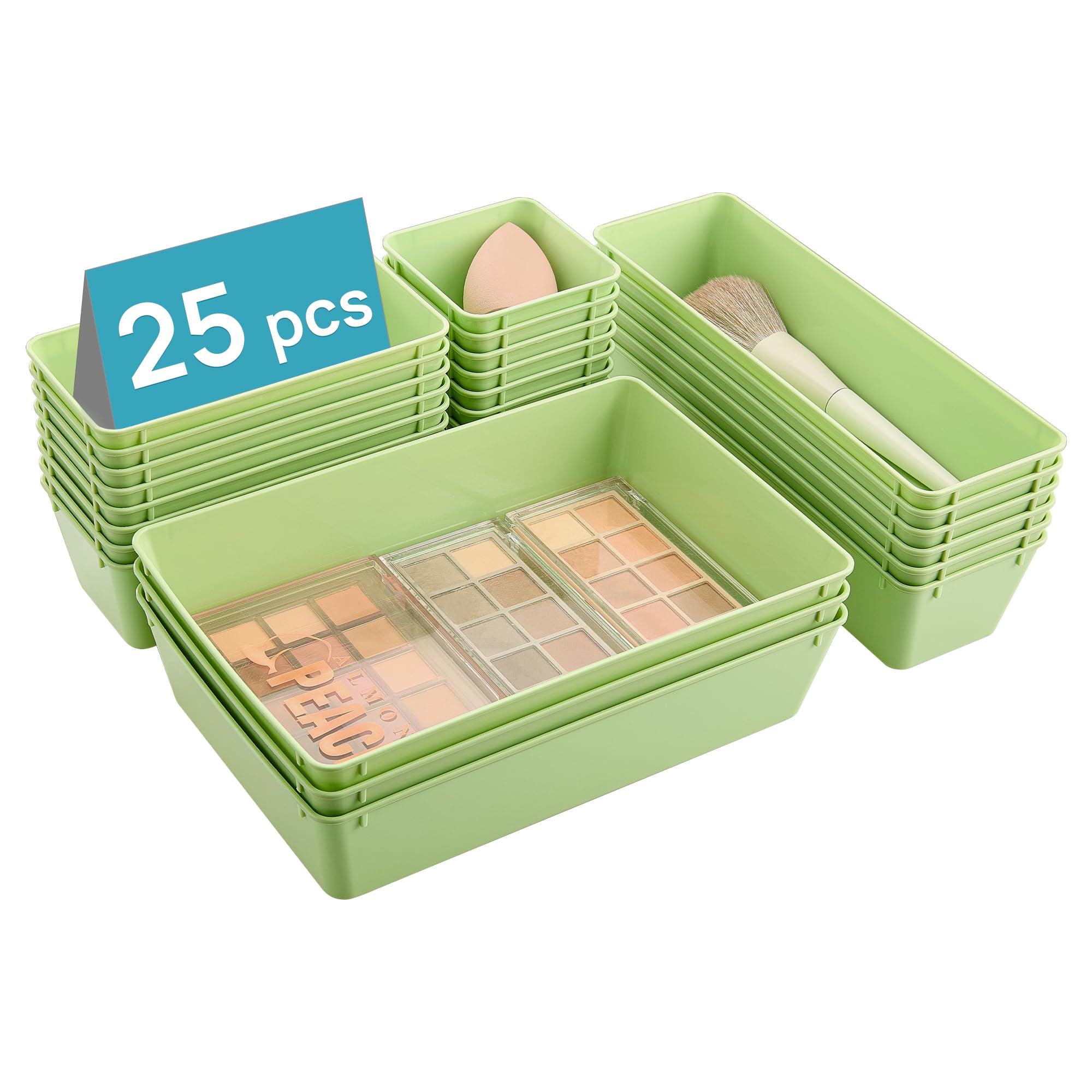 Vtopmart 25 PCS Clear Plastic Drawer Organizers Set, 4-Size Versa by Vtopmart - Angle View 9