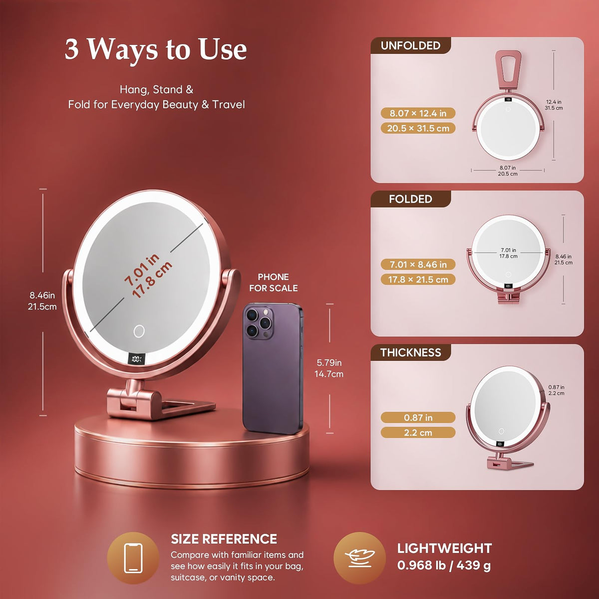 1X 30X Makeup Mirror with Lights Magnifying Mirror - ELYYSORA Official Imagery - 3