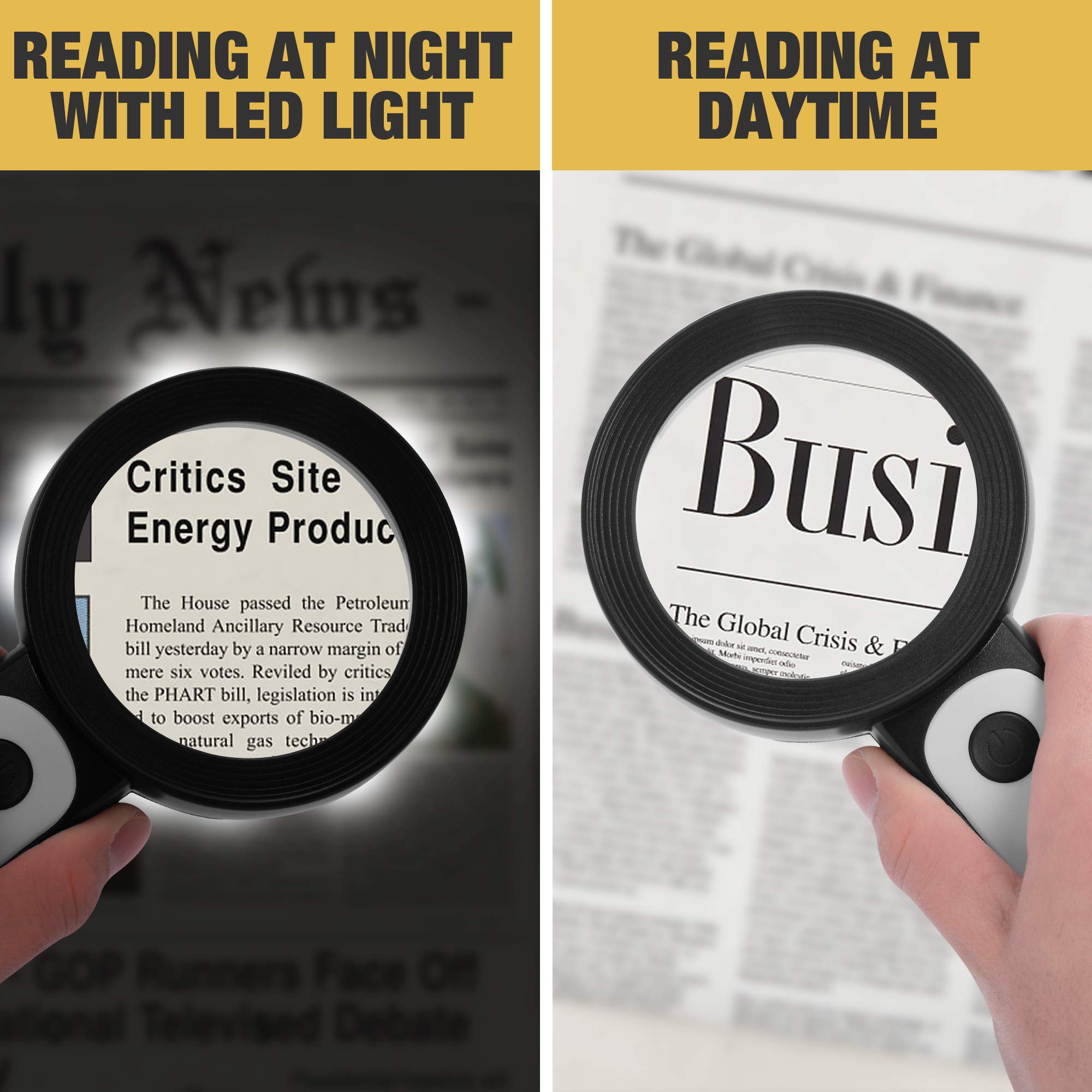 JMH Magnifying Glass with Light, Handheld Large Magnifying Glass - JMH Official Product View 4