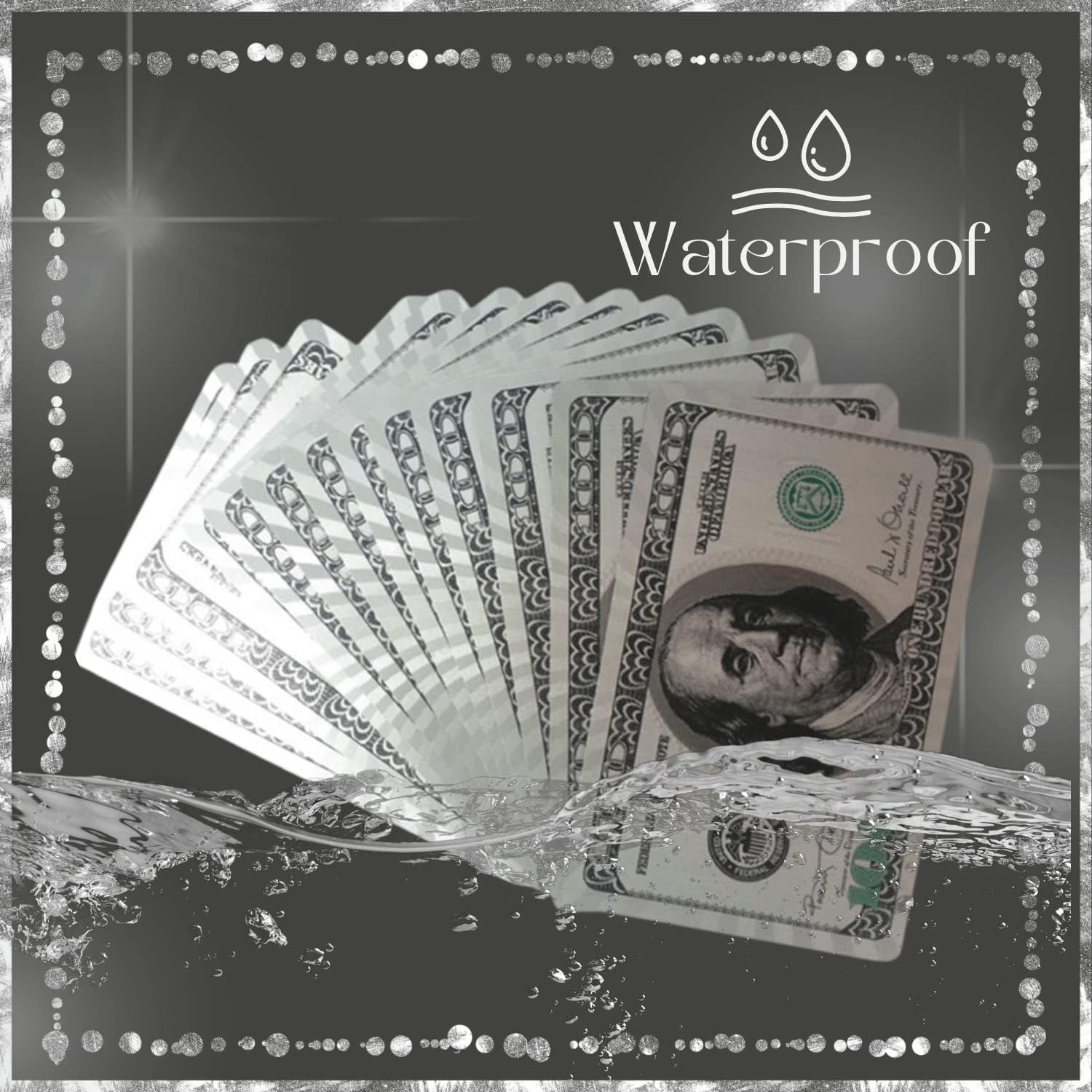 Magic Kiss waterproof gold and silver foil plastic poker playing cards deck, featuring sleek metallic designs and standard card faces.