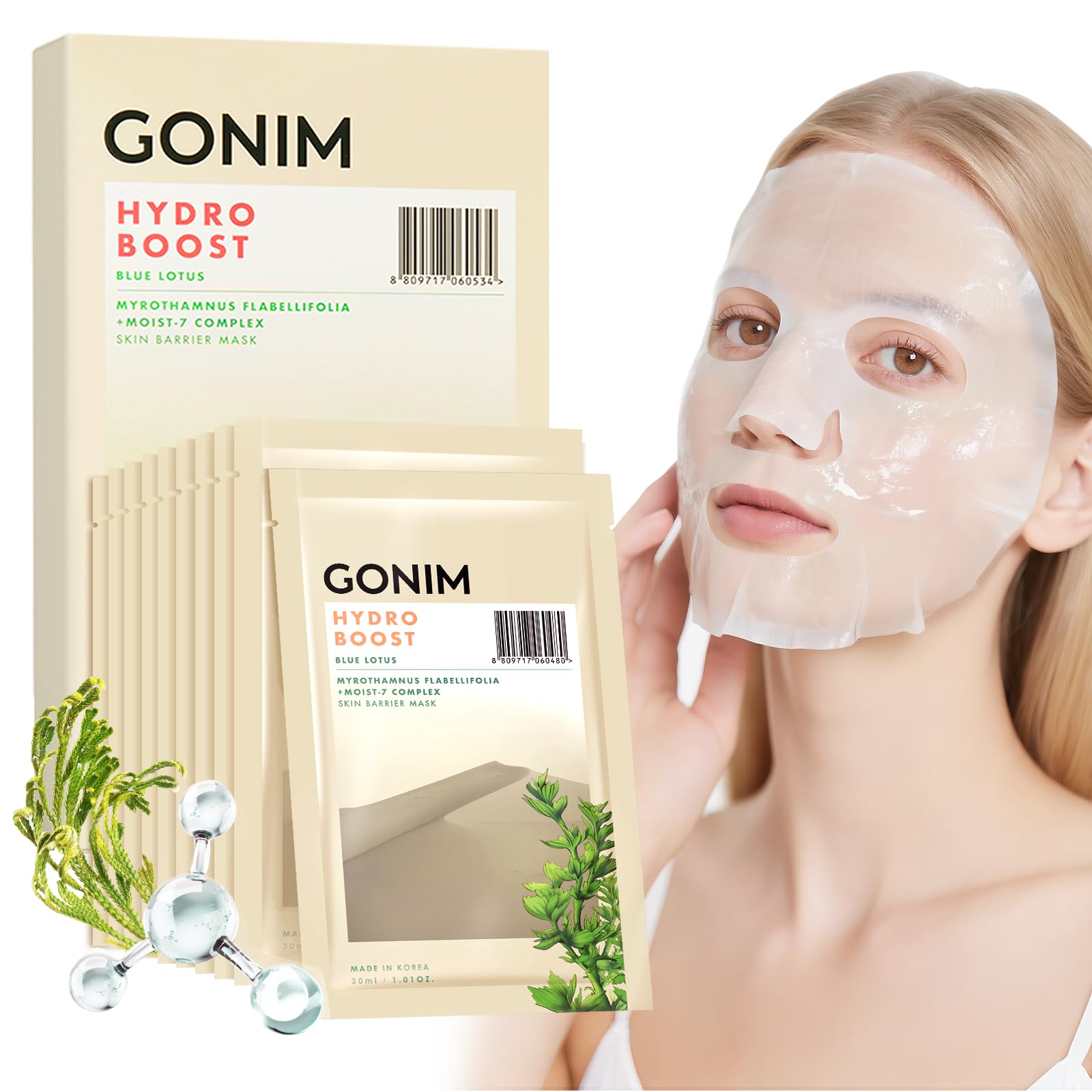 Korean Face Mask, Hydrating Face Mask with Hyaluronic Acid, - GONIM