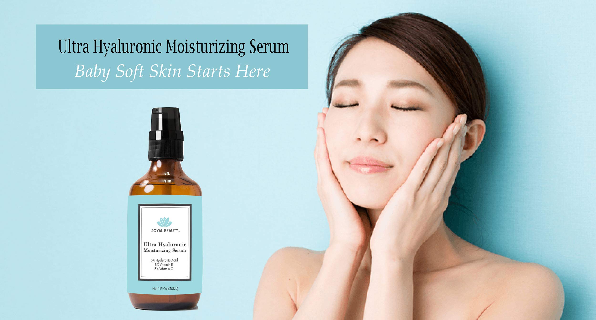 Ultra Hyaluronic Acid Serum for Face Skin 170 kDa with Vitamin C E Jojoba Oil - JOYAL BEAUTY Official Product View 3