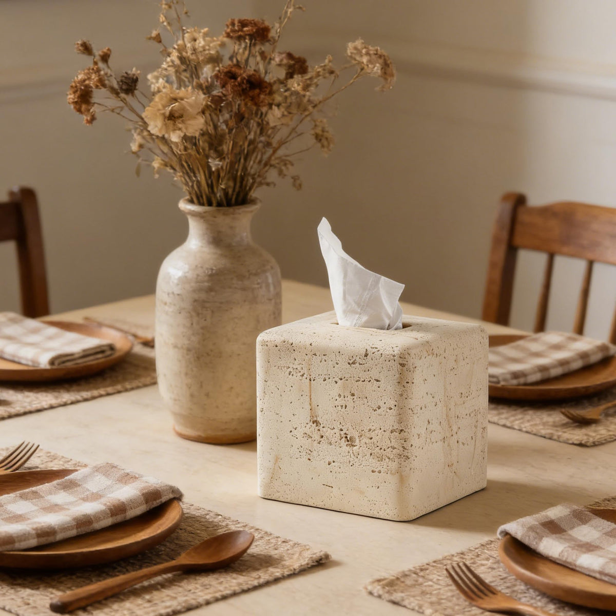 Natural Travertine Textures Tissue Box Cover Square for Home - Polytree Official Imagery - 7