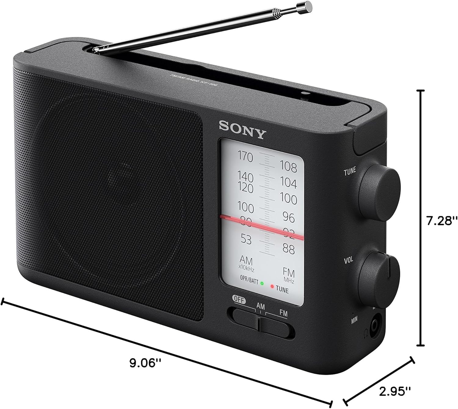 Sony ICF-506 Portable FM/AM Radio – Black