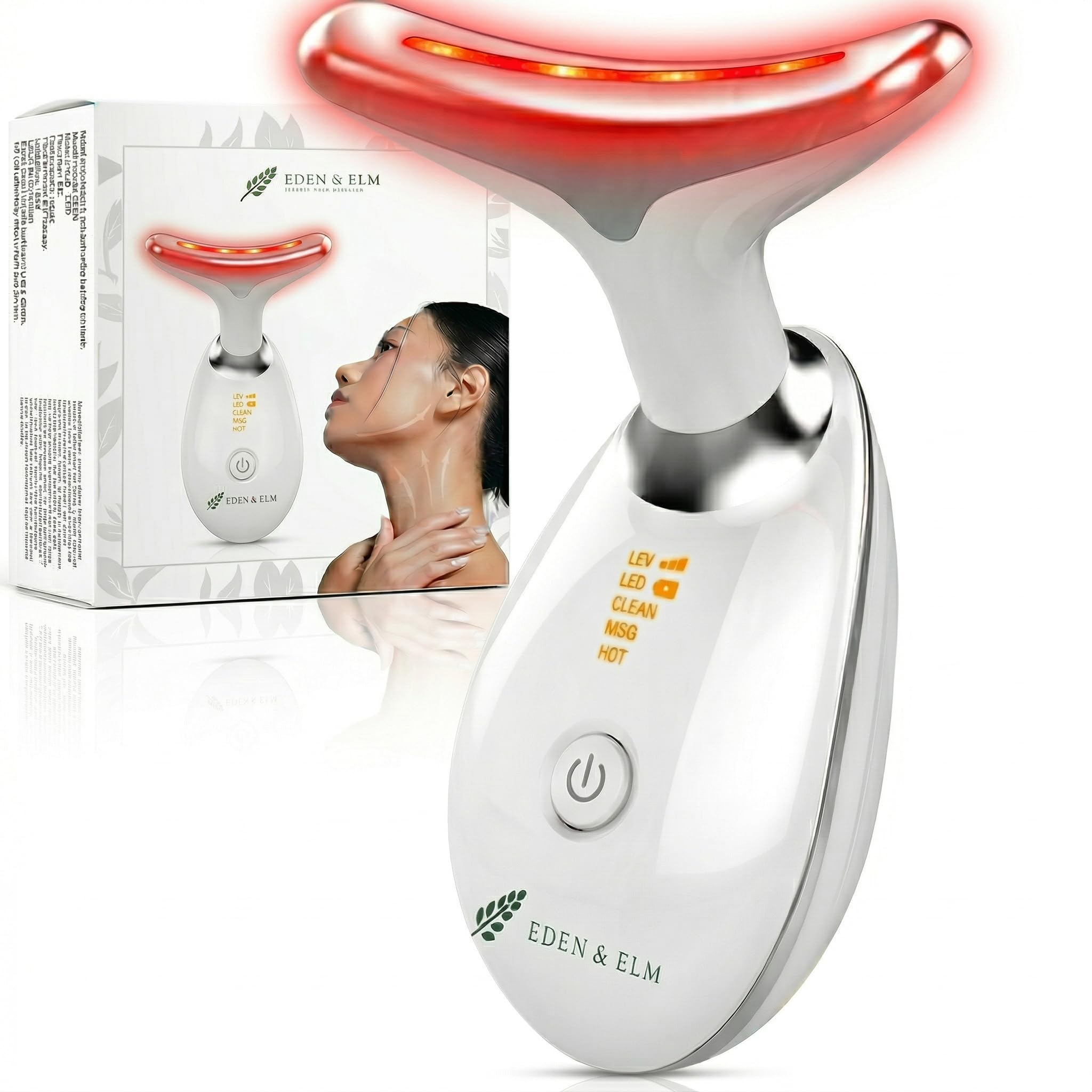 Eden & Elm - Face & Neck Sculpting Massager – 7 Color LED Beauty - Product Imagery