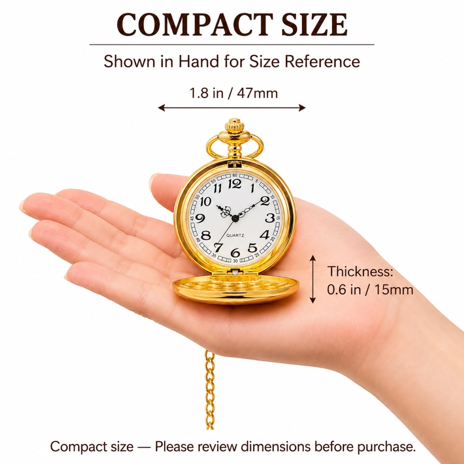 I-MART Smooth Vintage Pocket Watch with Chain - View 3