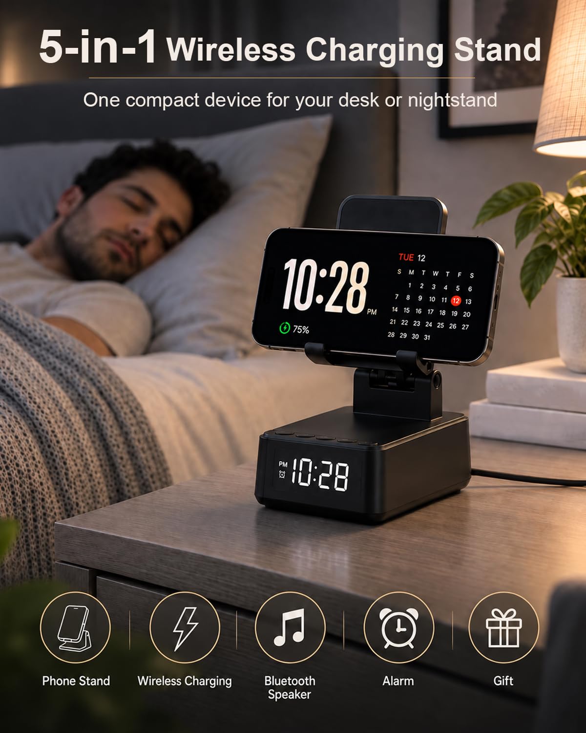 Gifts for Men Wireless Phone Charger Stand with Bluetooth - WamGra Official Imagery - 3