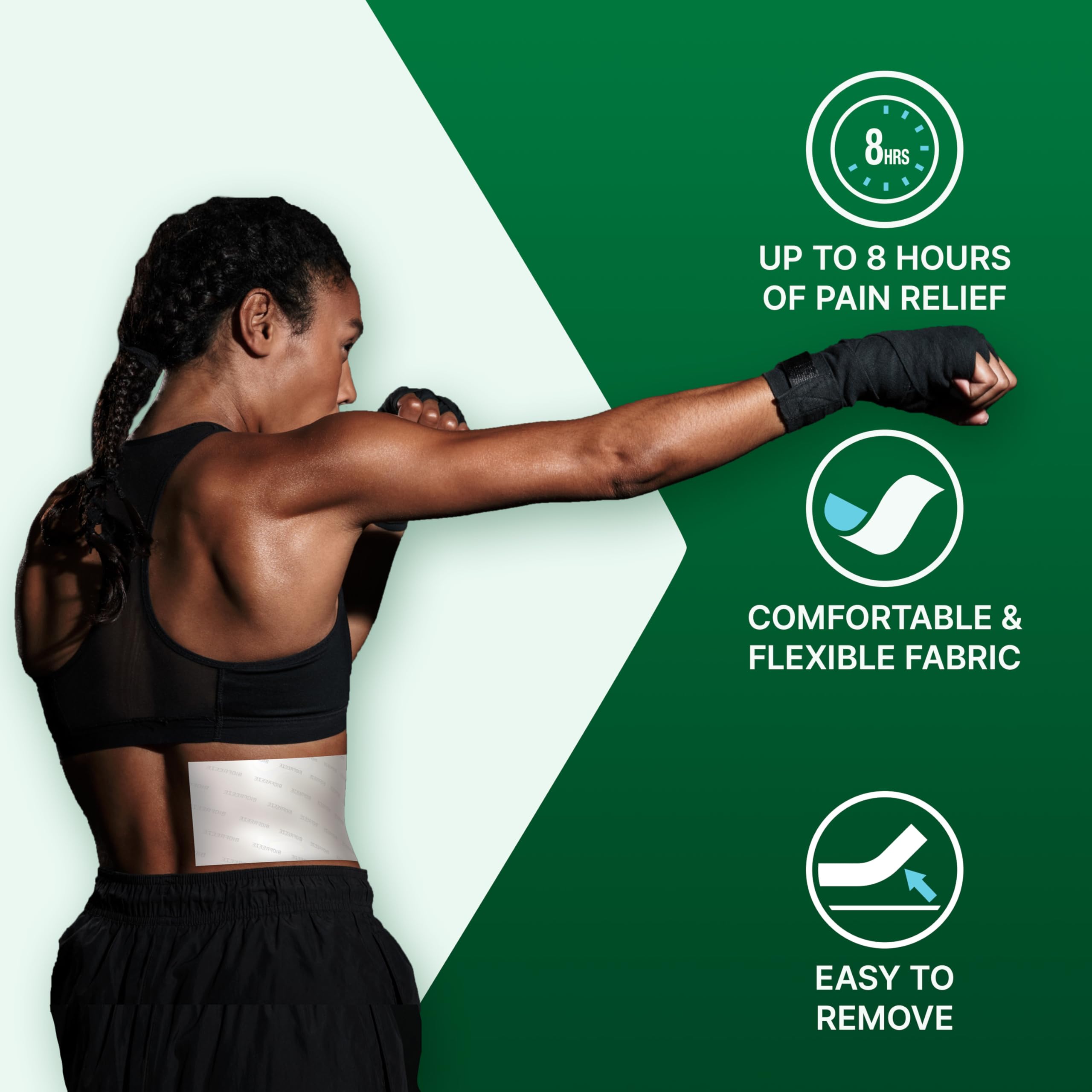Biofreeze Large Pain Relief Patches, Menthol Pain Patches for Lower Back, Neck, Knee, & Shoulder, Comfortable & Flexible Fabric Stays in Place, 12 ct