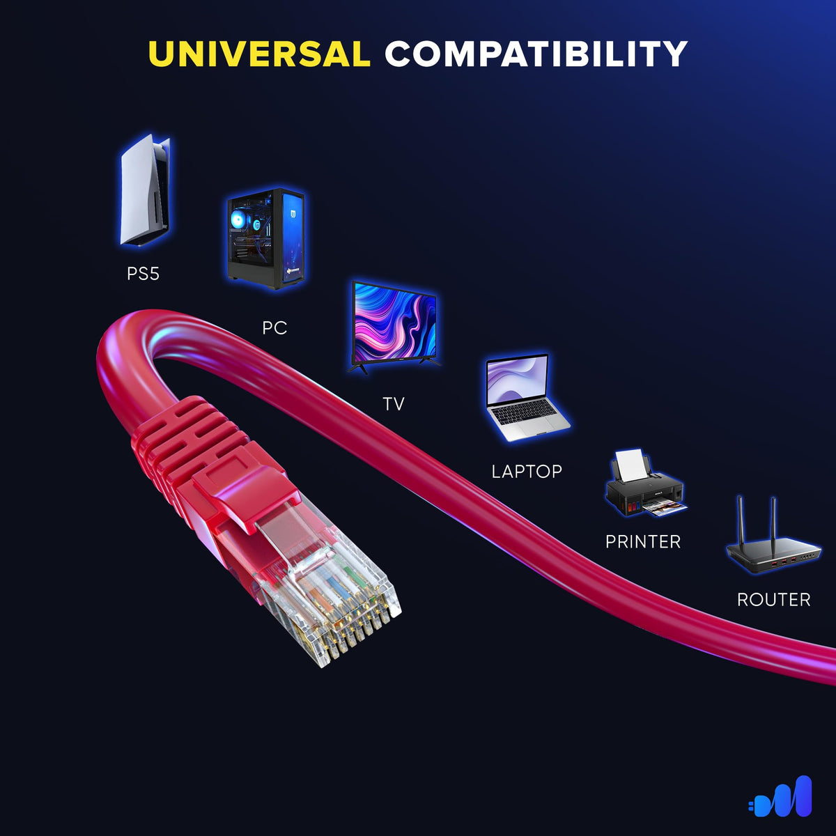 Maximm Cat6 Ethernet Cable 25 Ft 10 Gbps 550 MHz Snagless - Maximm Official Imagery - 7