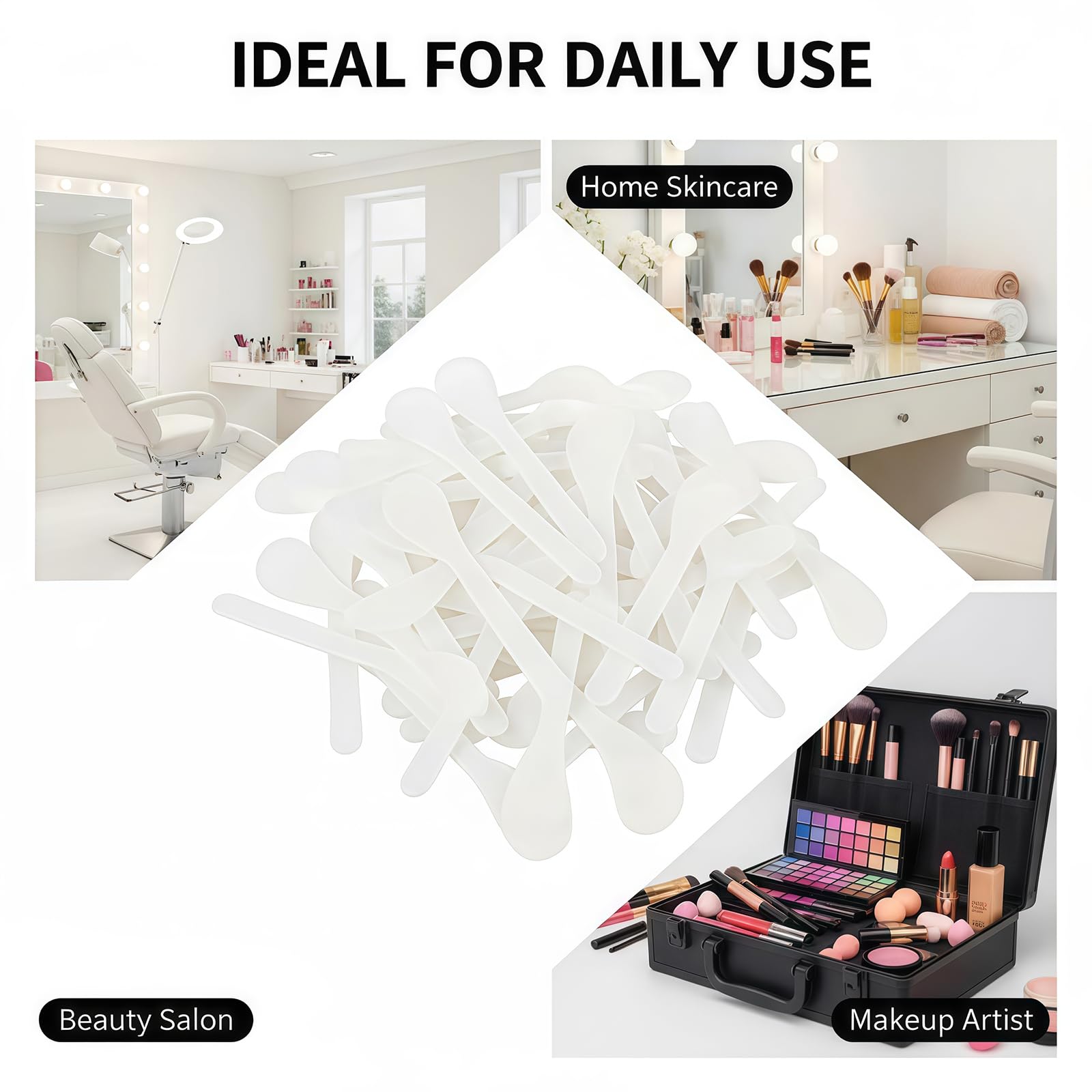 50Pcs Transparent Premium Plastic Cosmetic Spatula Makeup Scoop - Happyupcity