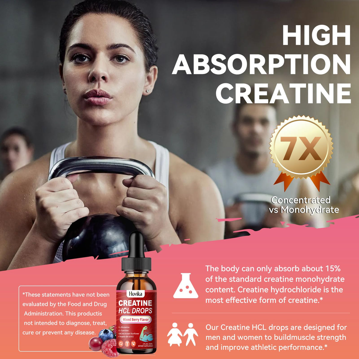 Creatine HCL Liquid Drops for Men Women Creatine - Hovika Official Imagery - 6