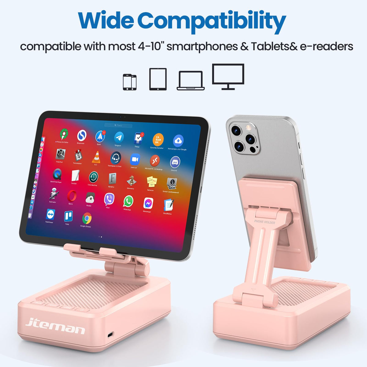 JTEMAN Bluetooth Speaker with Cell Phone Stand Gifts for Men - JTEMAN Official Imagery - 5