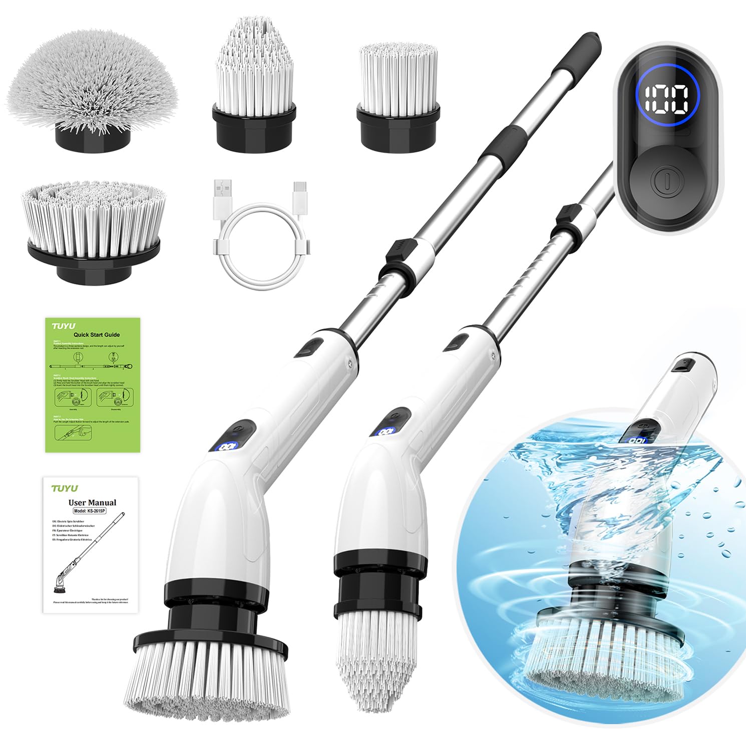 TUYU Electric Spin Scrubber, Cordless Cleaning Brush for Bathroom by TUYU - Angle View 1