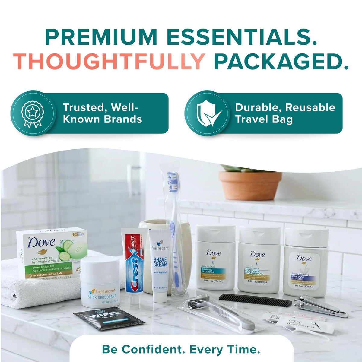 Bulk Hygiene Kits Unisex Premium Name Brand for Care - TREKTOTE Official Imagery - 4