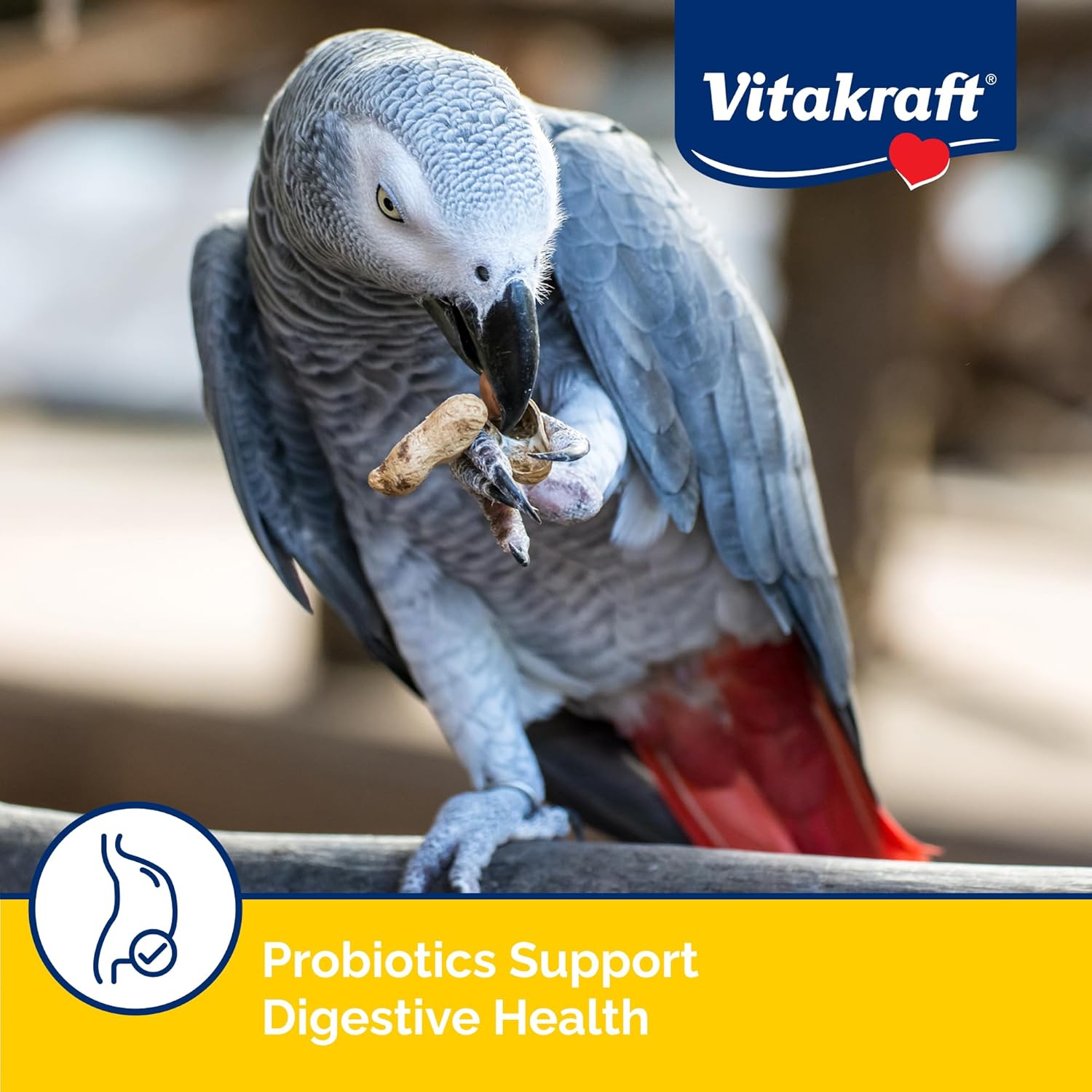 Vitakraft Vita Smart Parrot Food in 7 lb bag, showing colorful bird food pellets and packaging for pet parrots.