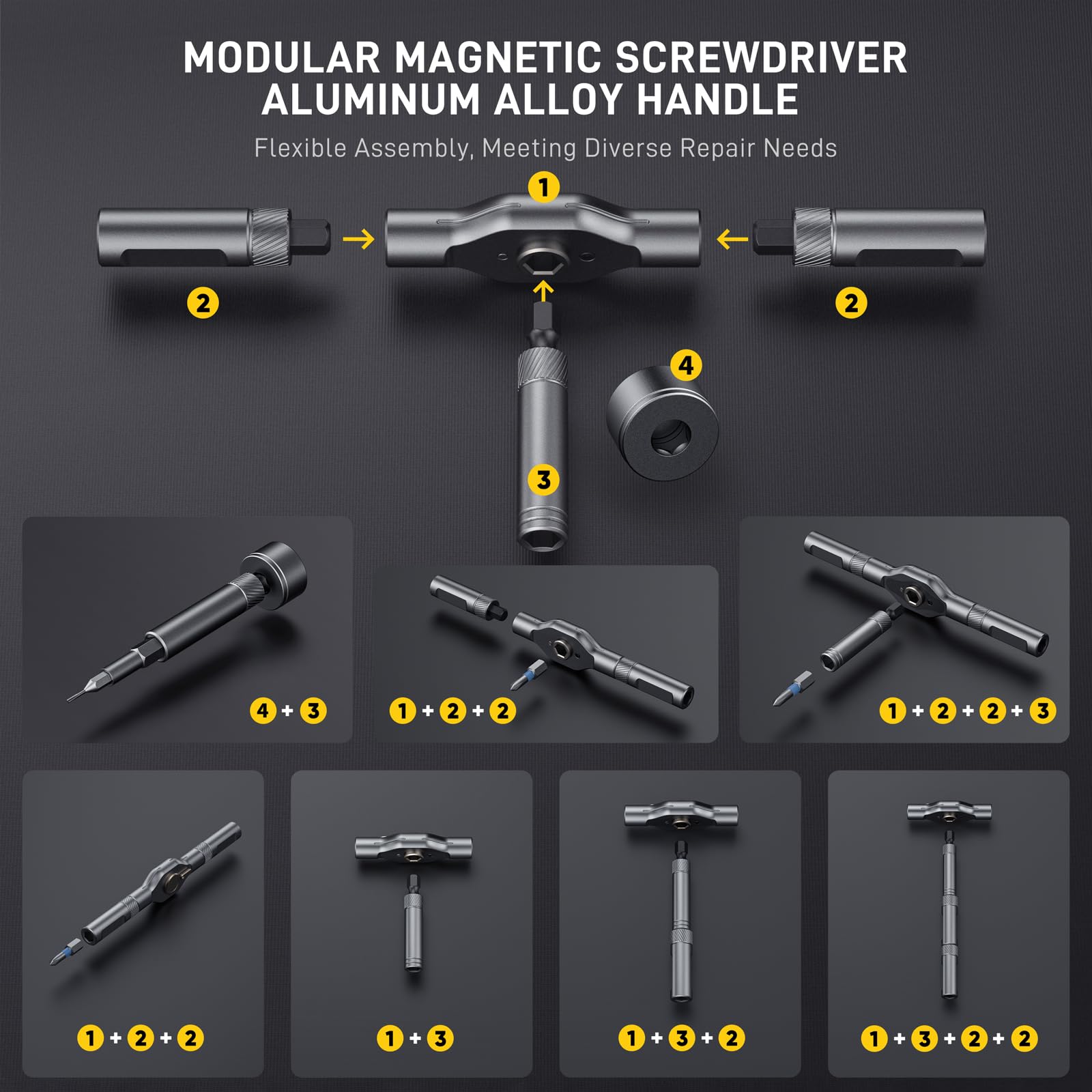 MrToNo 74-in-1 Magnetic Ratchet Screwdriver Set