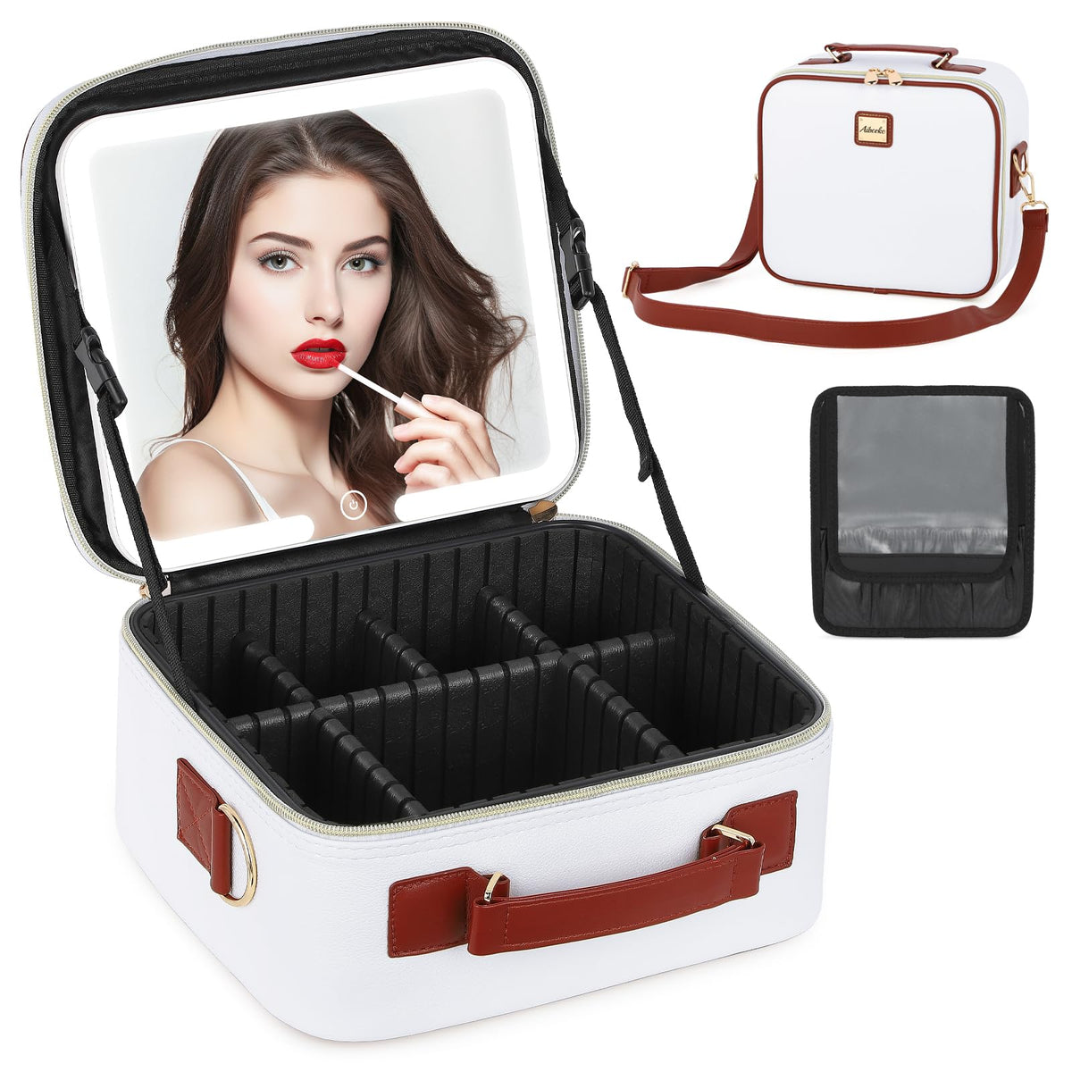 Travel Makeup Bag with Led Mirror Make up Case with Lighted - Aiborke Official Imagery - 8