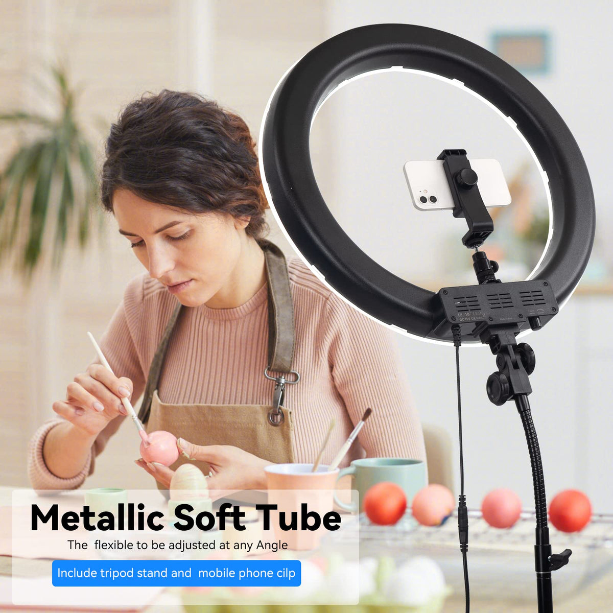 18 Inch Ring Light 55W Dimmable 5500K Light with 240 LEDs - LDGHO Official Imagery - 5