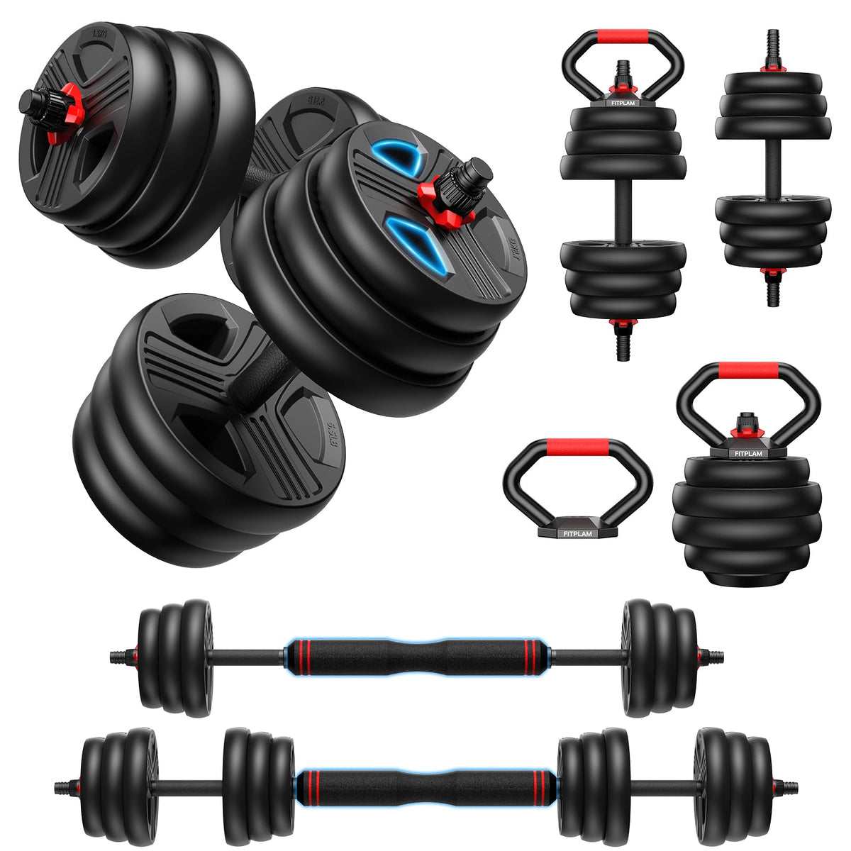 Adjustable dumbbell set 20 35 45 55 70 90lbs Free Weights - FITPLAM Official Imagery - 2