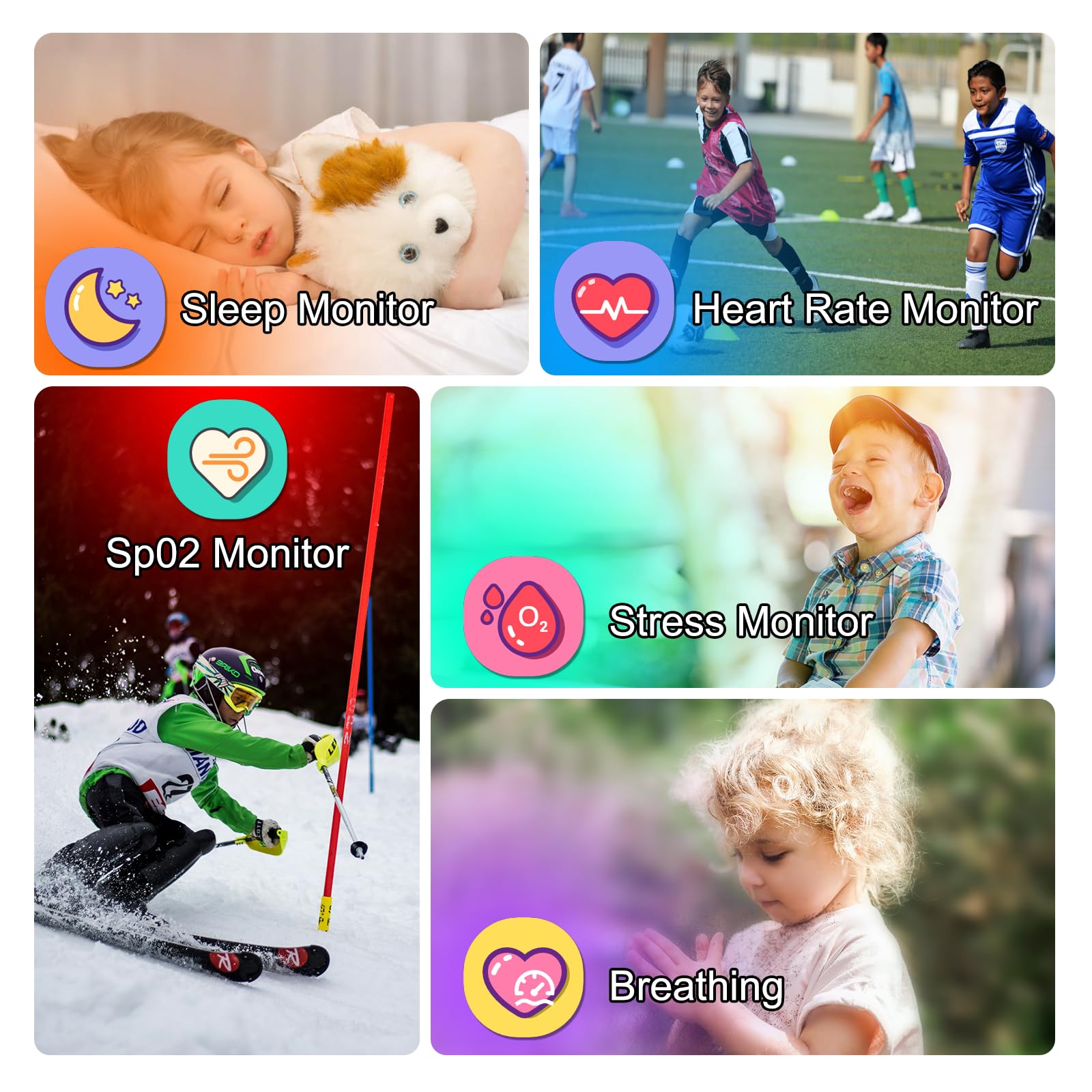 Monowul Smart Watch for Kids, 1.85" Fitness Tracker with Heart Rate, S - View 5