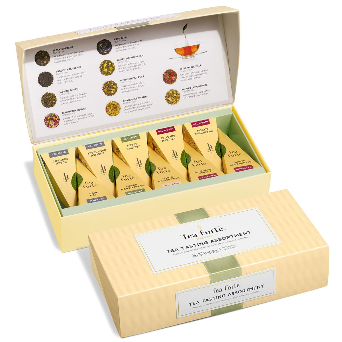 Tea Forte Tea Sampler 10 Pyramid Infuser Bags Premium Tea - Tea Forte Official Imagery - 2