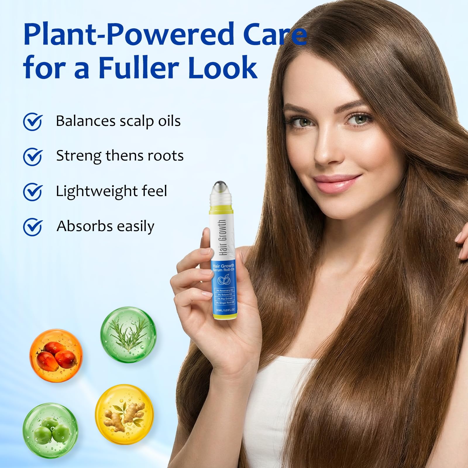 MGVAASURC Hair Growth Serum Roll On with 3% Rosemary,3% Batana Oil,2% Pea - MGVAASURC Official Product View 4
