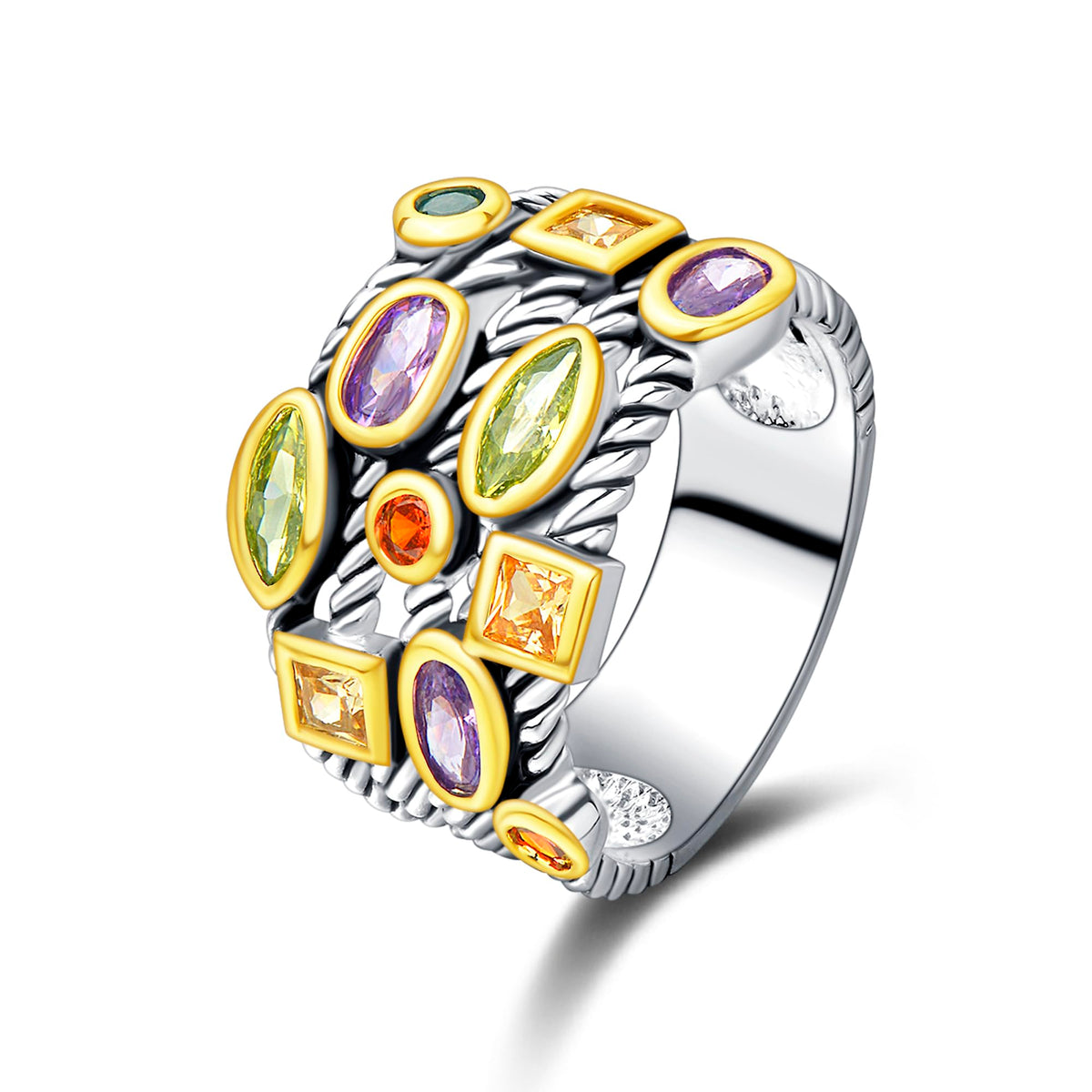 UNY JEWEL Ring Beautiful Multi CZ Twisted Cable Wire - UNY JEWEL Official Imagery - 1