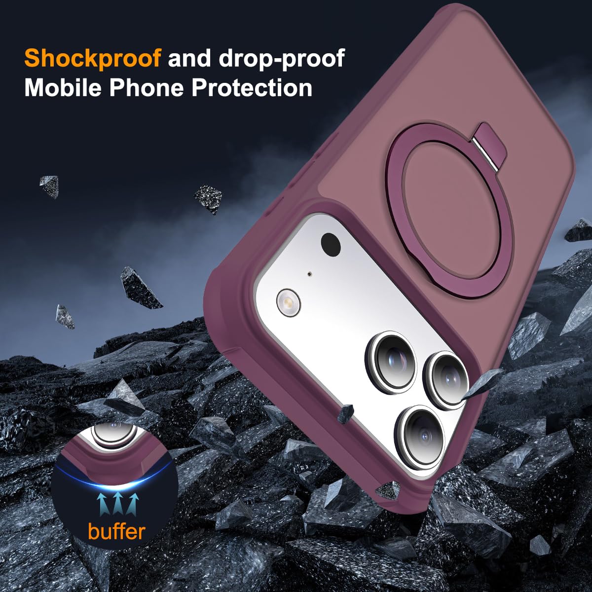 SKYLMW Compatible with iPhone 17 Pro Case with Stand Wine - SKYLMW Official Imagery - 8