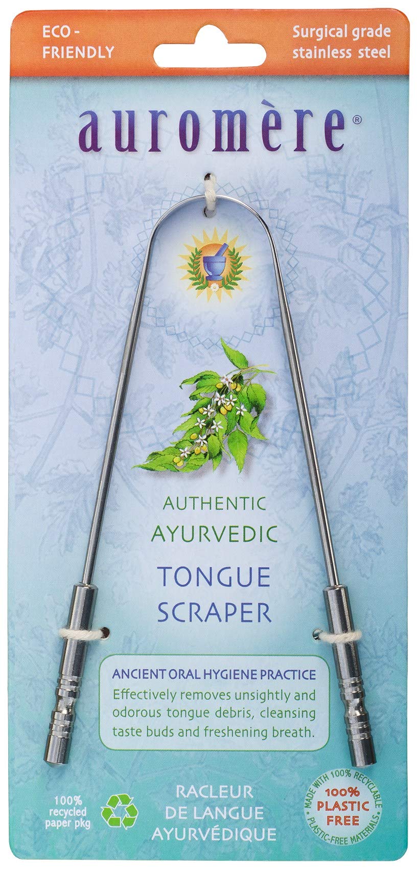 Auromere Stainless Steel Tongue Scraper Cleaner for Bad - Auromere Official Imagery - 8