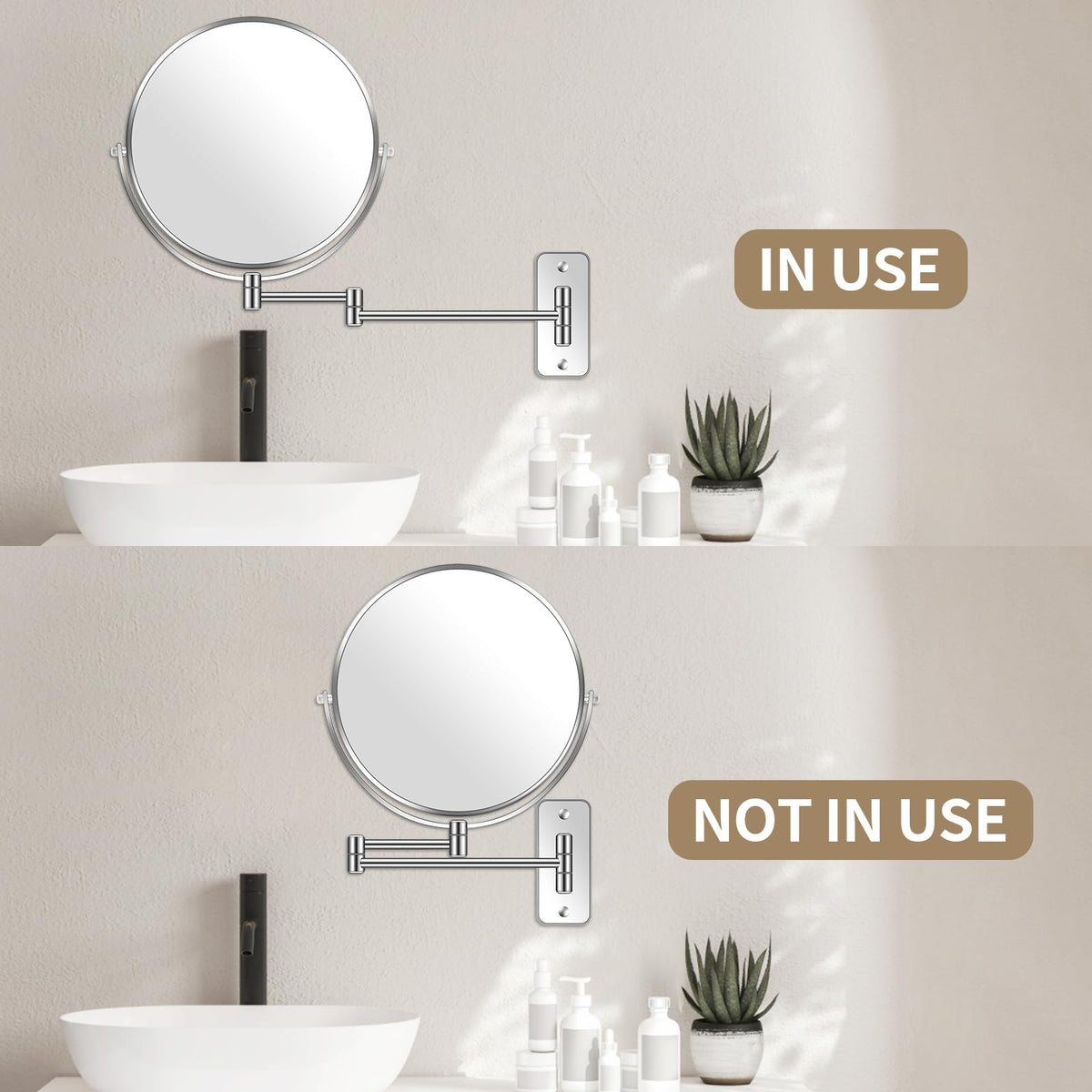 BTremary 9 Large Wall Mounted Makeup Mirror 1X 7X Double - BTremary Official Imagery - 6