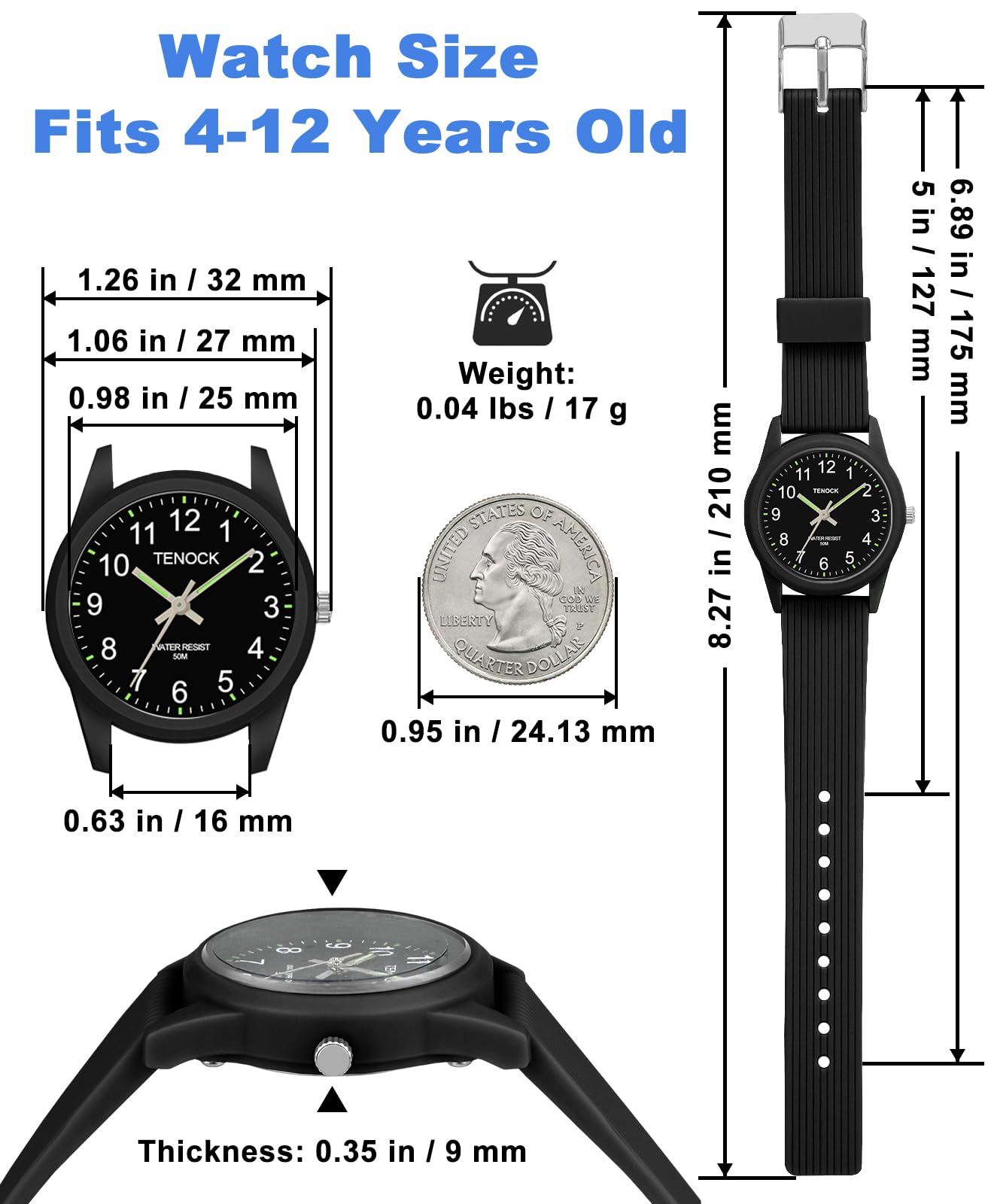 TENOCK Kids Analog Watch Waterproof Learning Time for Boys Girls Ages - View 5