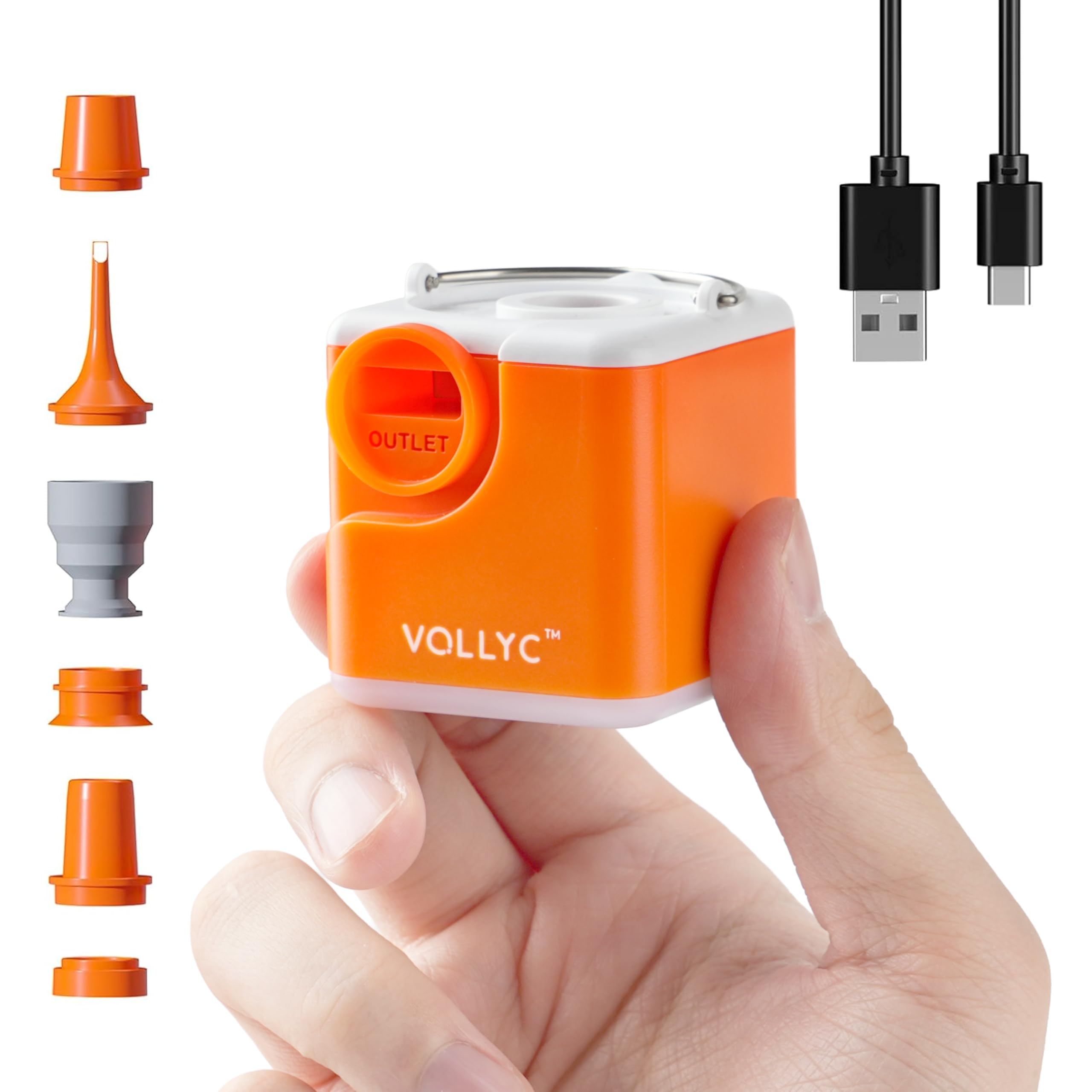 VOLLYC Air Pump for Inflatables with 2400mAh Battery & Camping Light - View 1