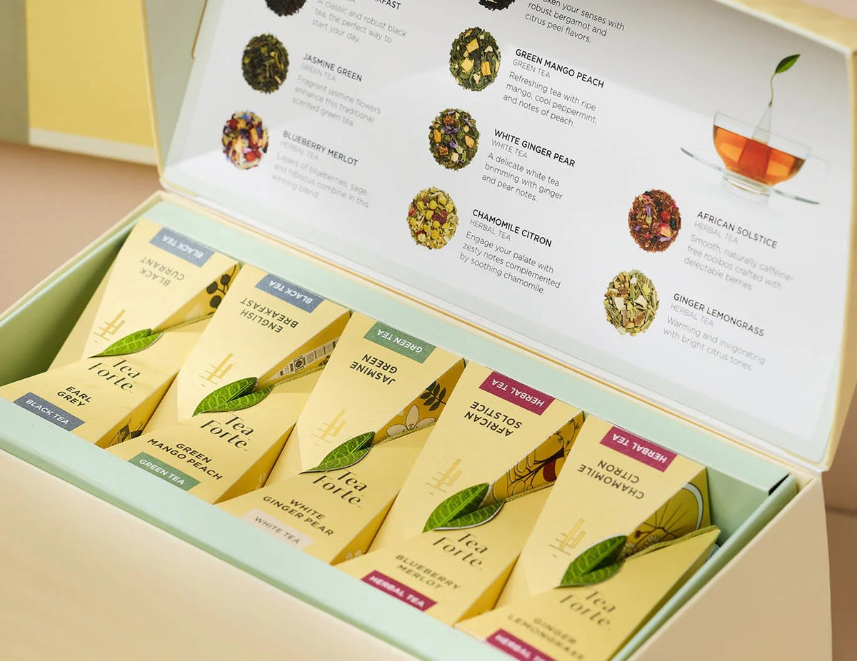 Tea Forte Tea Sampler 20 Pyramid Infuser Bags Premium Tea - Tea Forte Official Imagery - 3