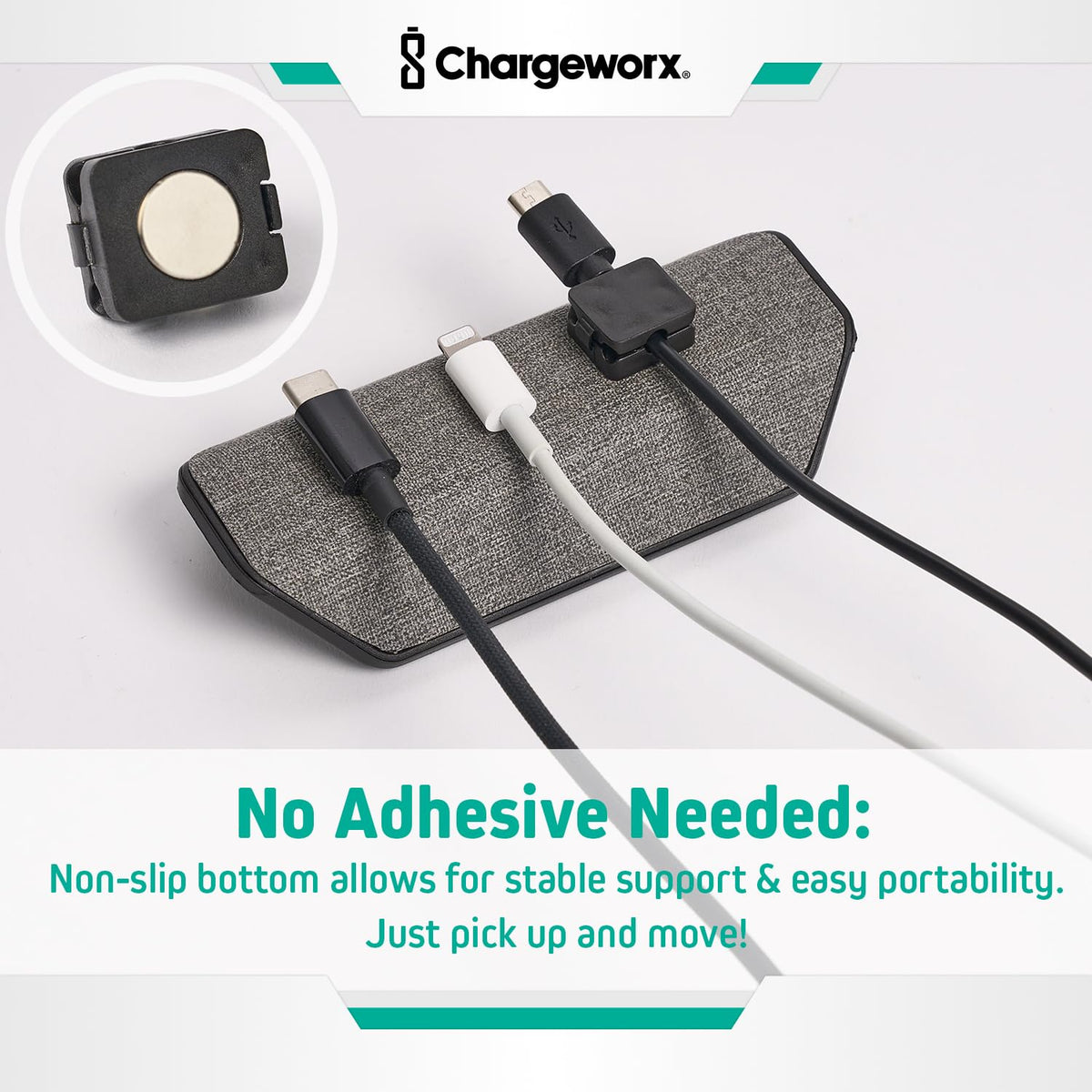 Magnetic Cable Management Organizer 4 PK Cord Holder 12 - CHARGEWORX Official Imagery - 6